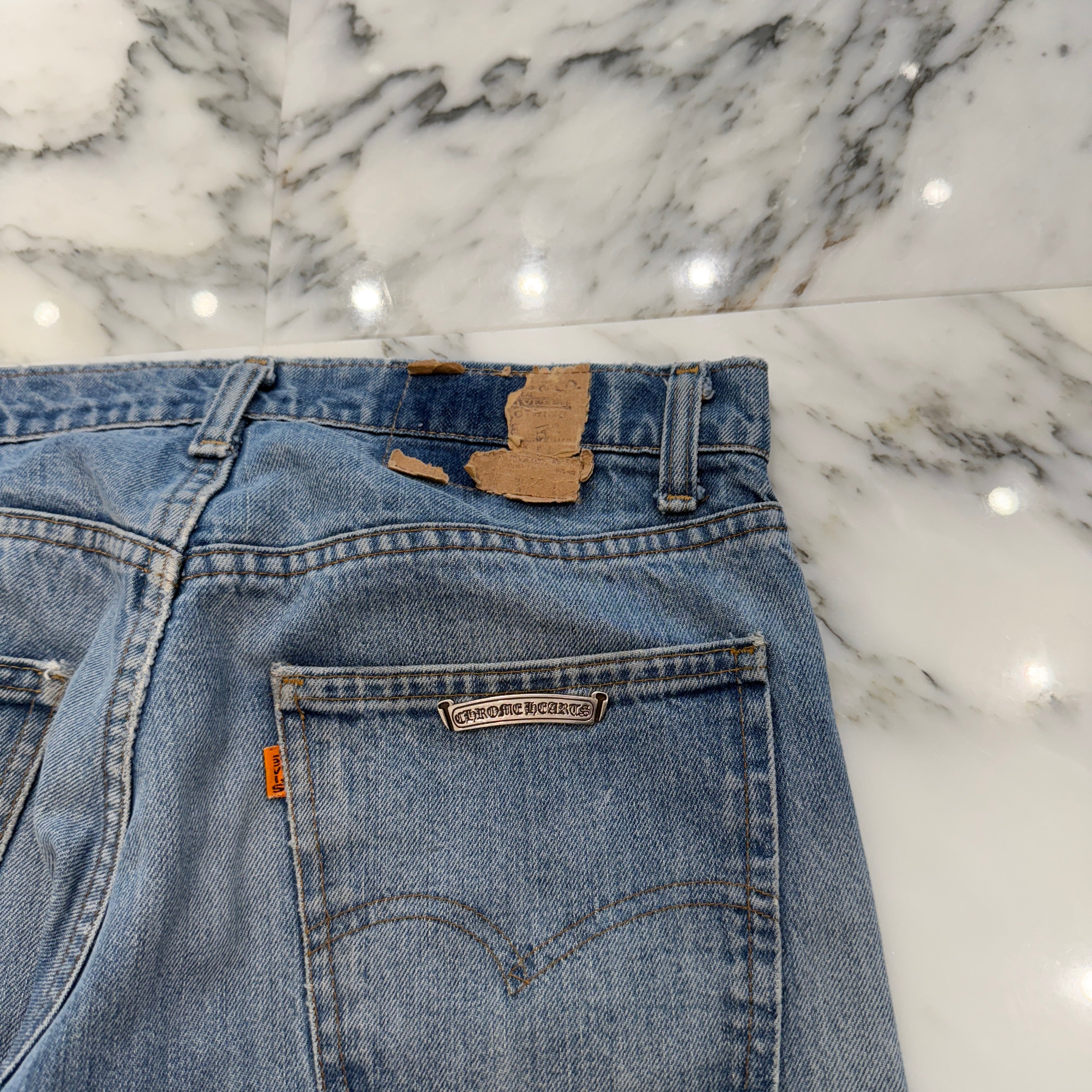 CHROME HEARTS × Levi's 505 VNTG Cross Leather Patch Denim Pants Size 30 クロムハーツ × リーバイス 505 ヴィンテージ クロスレザーパッチ デニムパンツ サイズ30