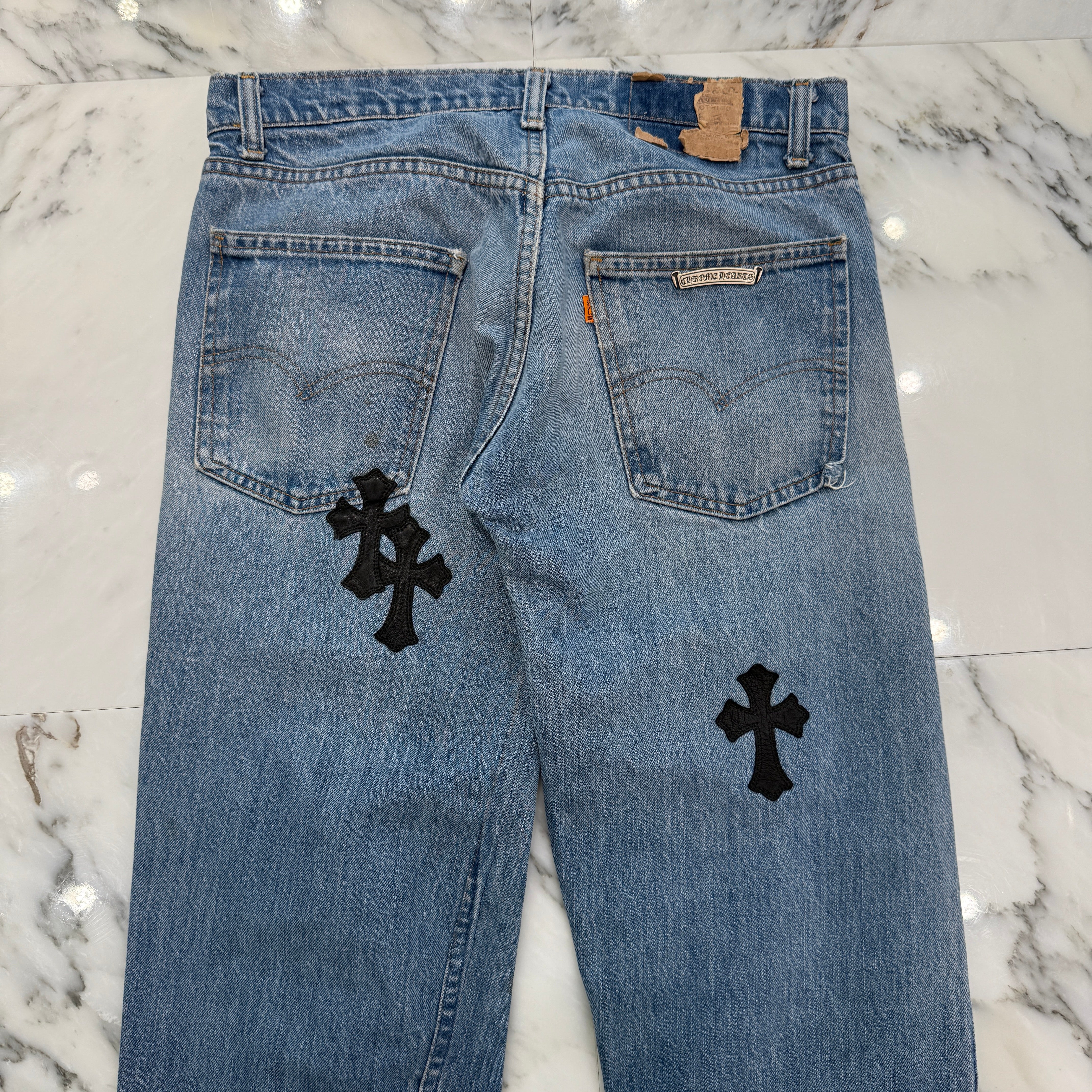 CHROME HEARTS × Levi's 505 VNTG Cross Leather Patch Denim Pants Size 30 クロムハーツ × リーバイス 505 ヴィンテージ クロスレザーパッチ デニムパンツ サイズ30