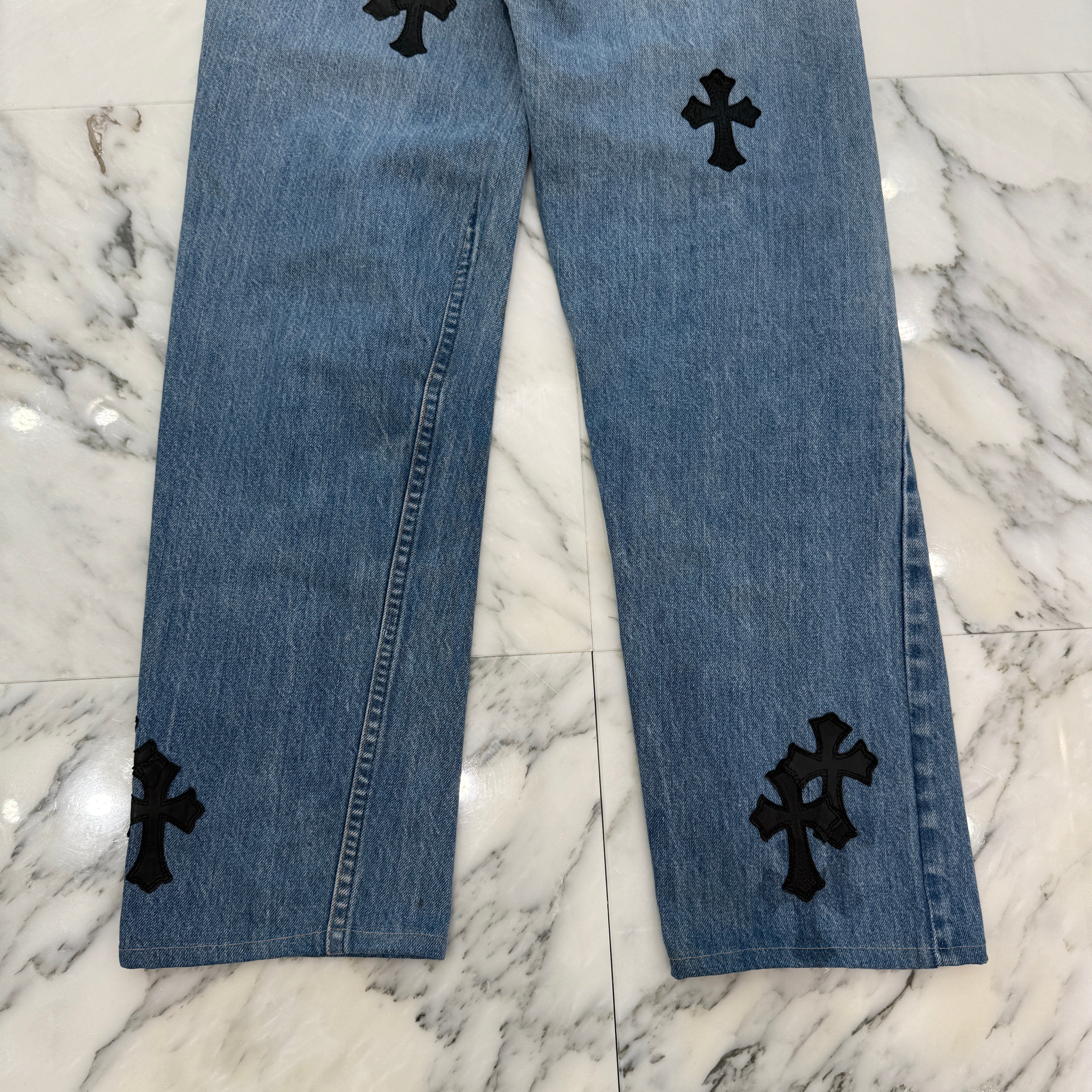 CHROME HEARTS × Levi's 505 VNTG Cross Leather Patch Denim Pants Size 30 クロムハーツ × リーバイス 505 ヴィンテージ クロスレザーパッチ デニムパンツ サイズ30
