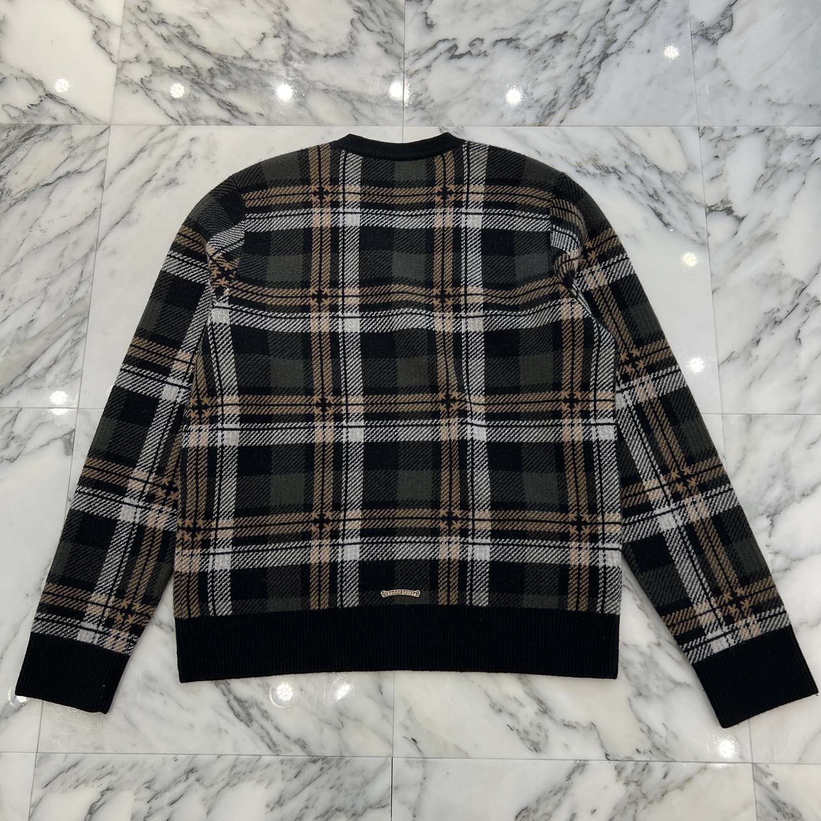 CHROME HEARTS CH Plus Check Cashmere Knit Sweater Size M クロムハ－ツ CHプラス カシミヤ ニット セーター サイズM