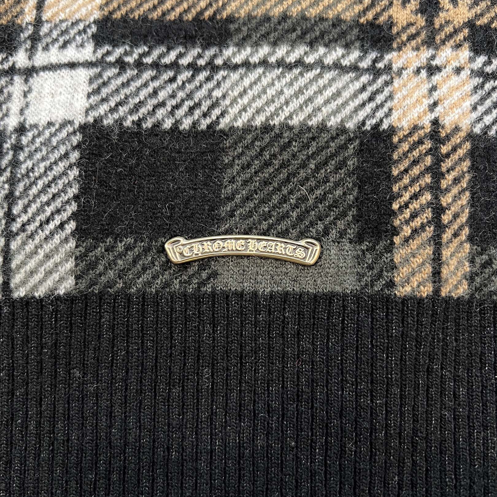 CHROME HEARTS CH Plus Check Cashmere Knit Sweater Size M クロムハ－ツ CHプラス カシミヤ ニット セーター サイズM