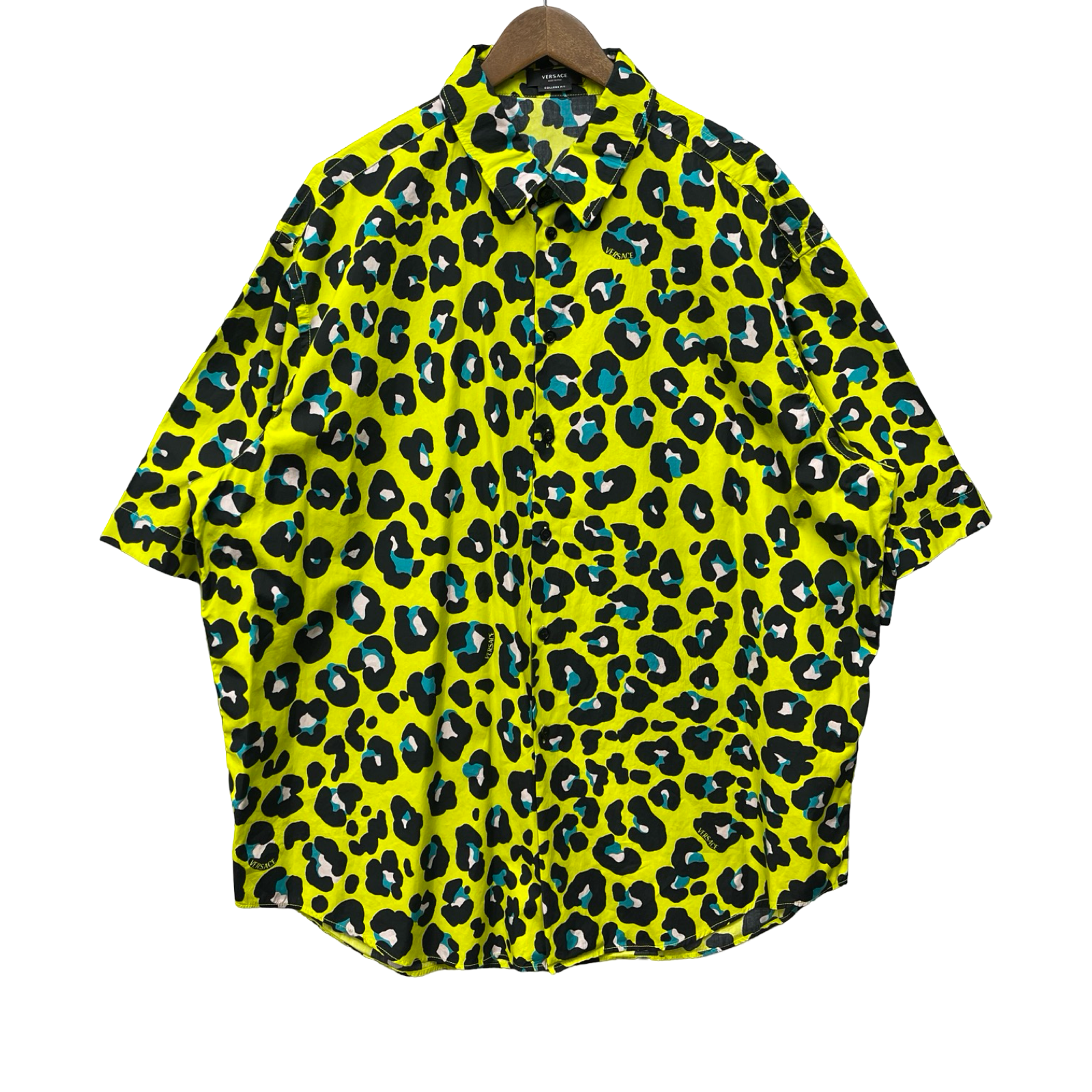 VERSACE 2022SS Leopard Shirt 1006729-1A04678 Size 56