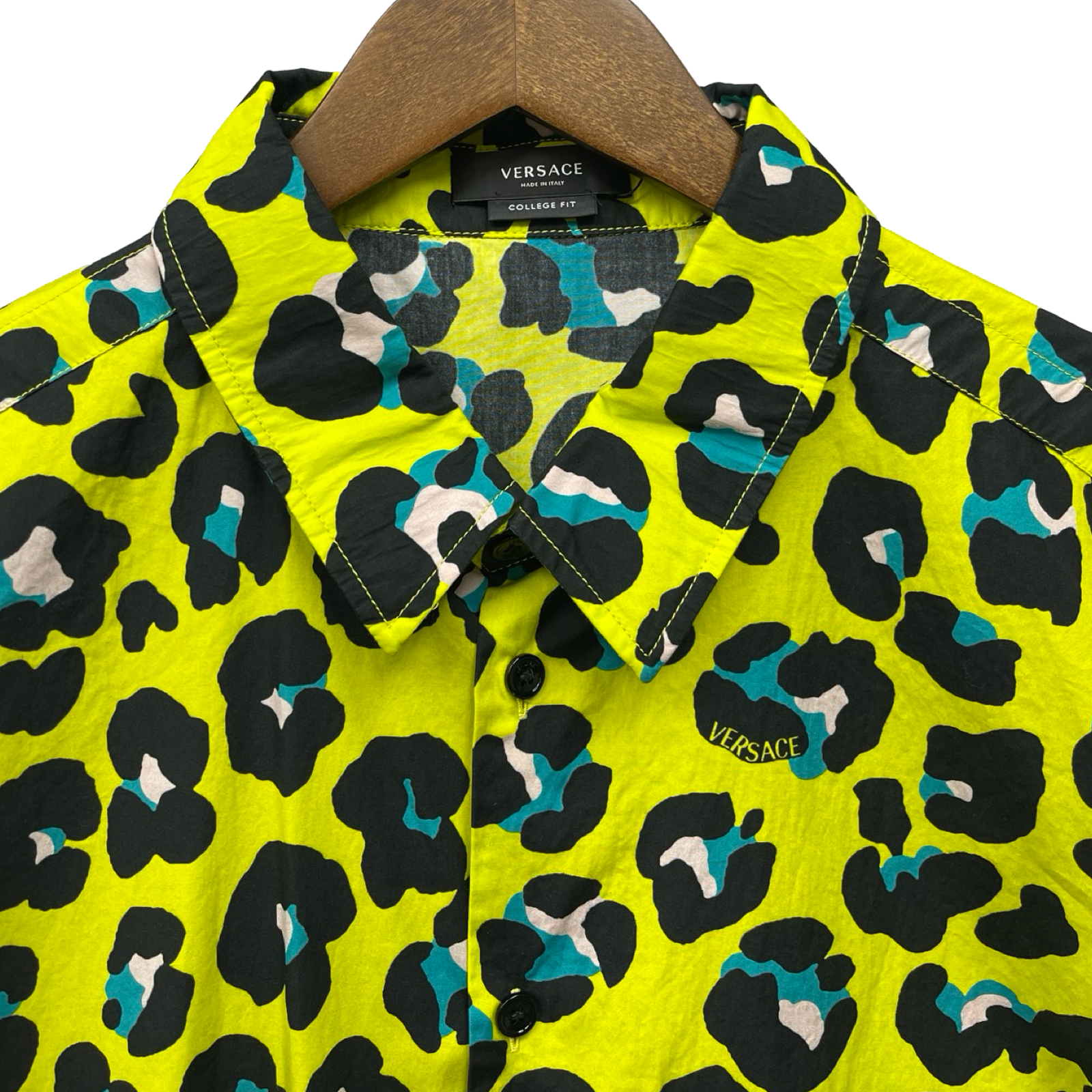 VERSACE 2022SS Leopard Shirt 1006729-1A04678 Size 56