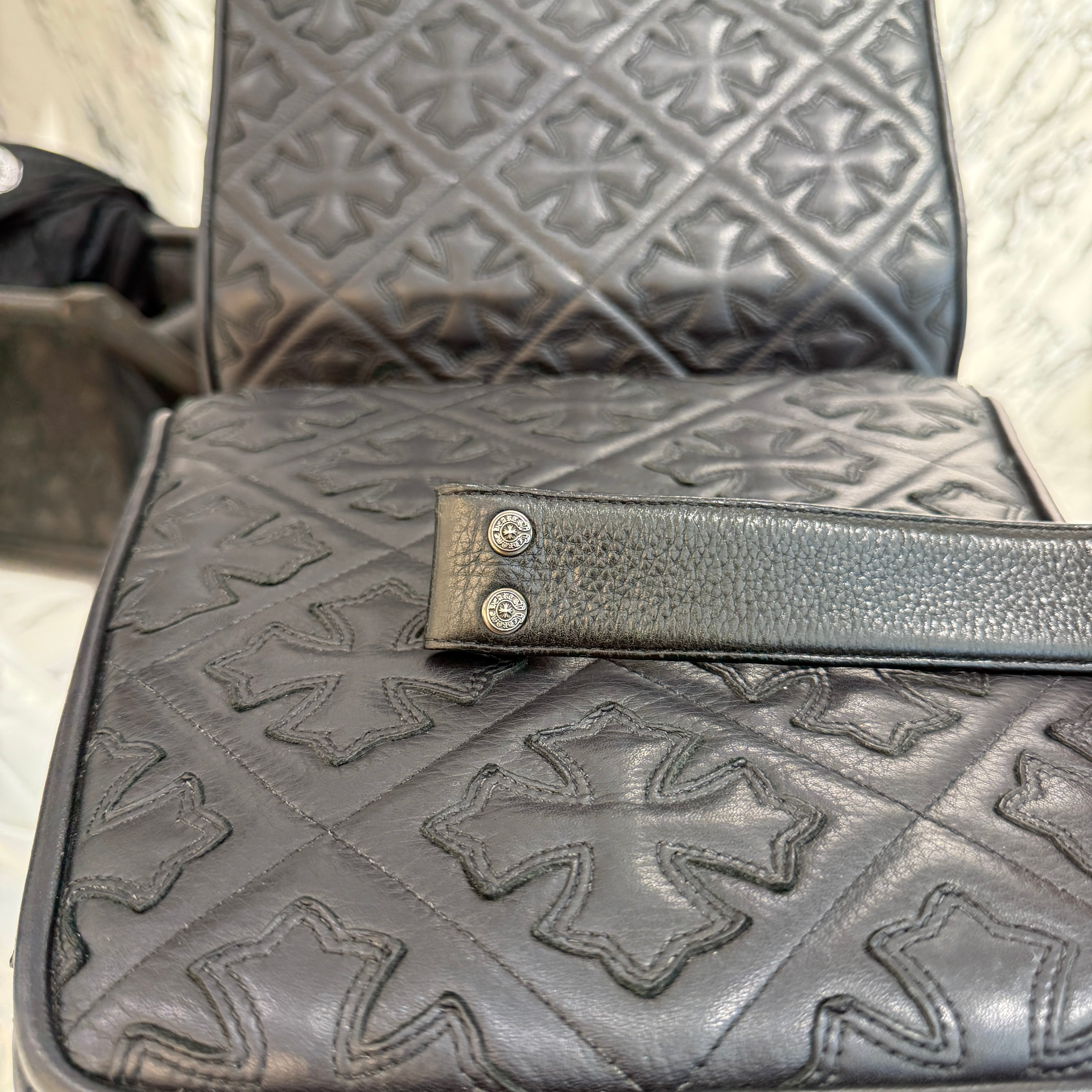 CHROME HEARTS 1.5 STRAP Horseshoe Rivet Leather Belt Size 38 クロムハーツ 1.5ストラップ ホースシューリベット レザーベルト サイズ38