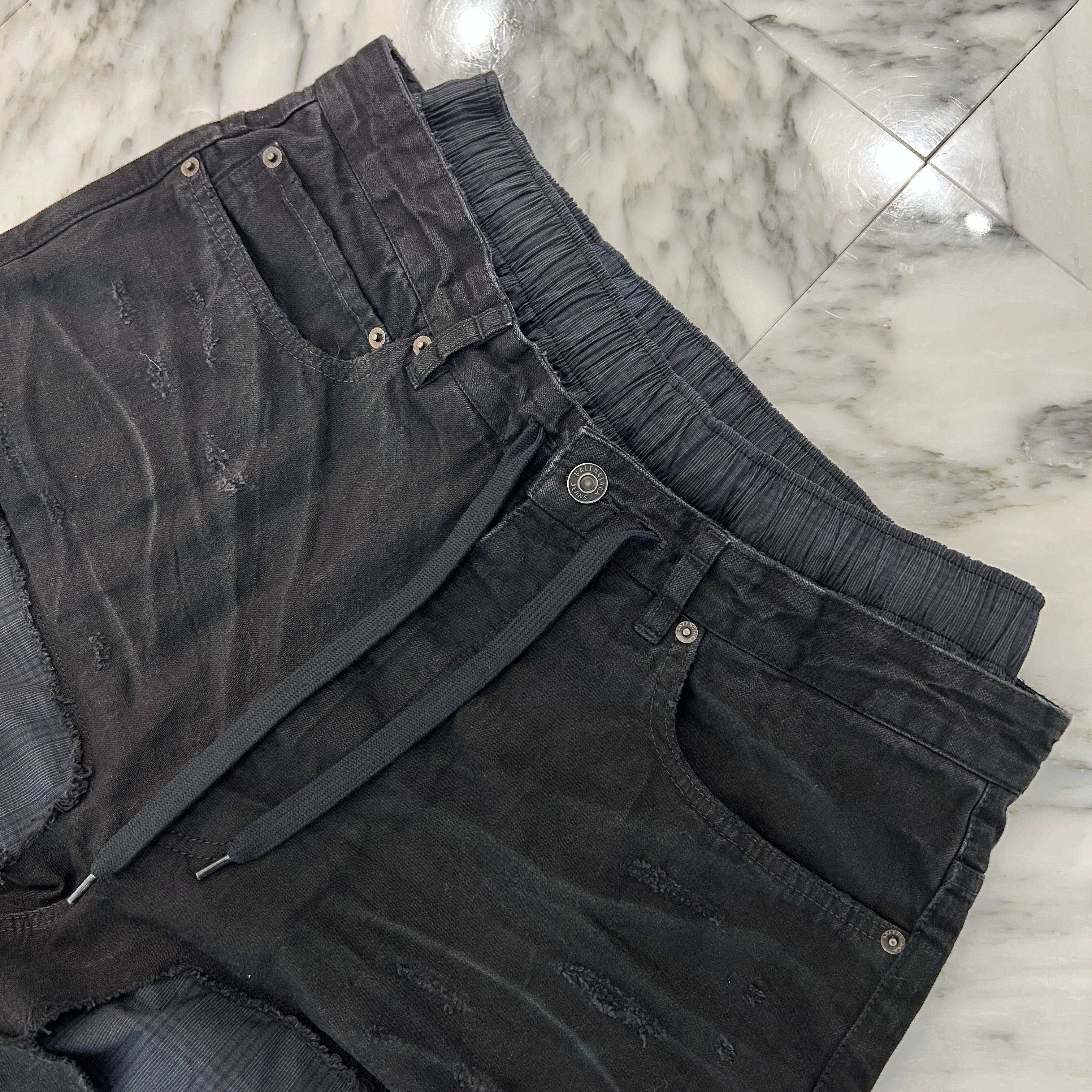 BALENCIAGA 2024AW Patch Work PYJAMA Wide Denim Pants 794216 TQW54 Size XS バレンシアガ パッチワーク パジャマ ワイドデニムパンツ サイズXS