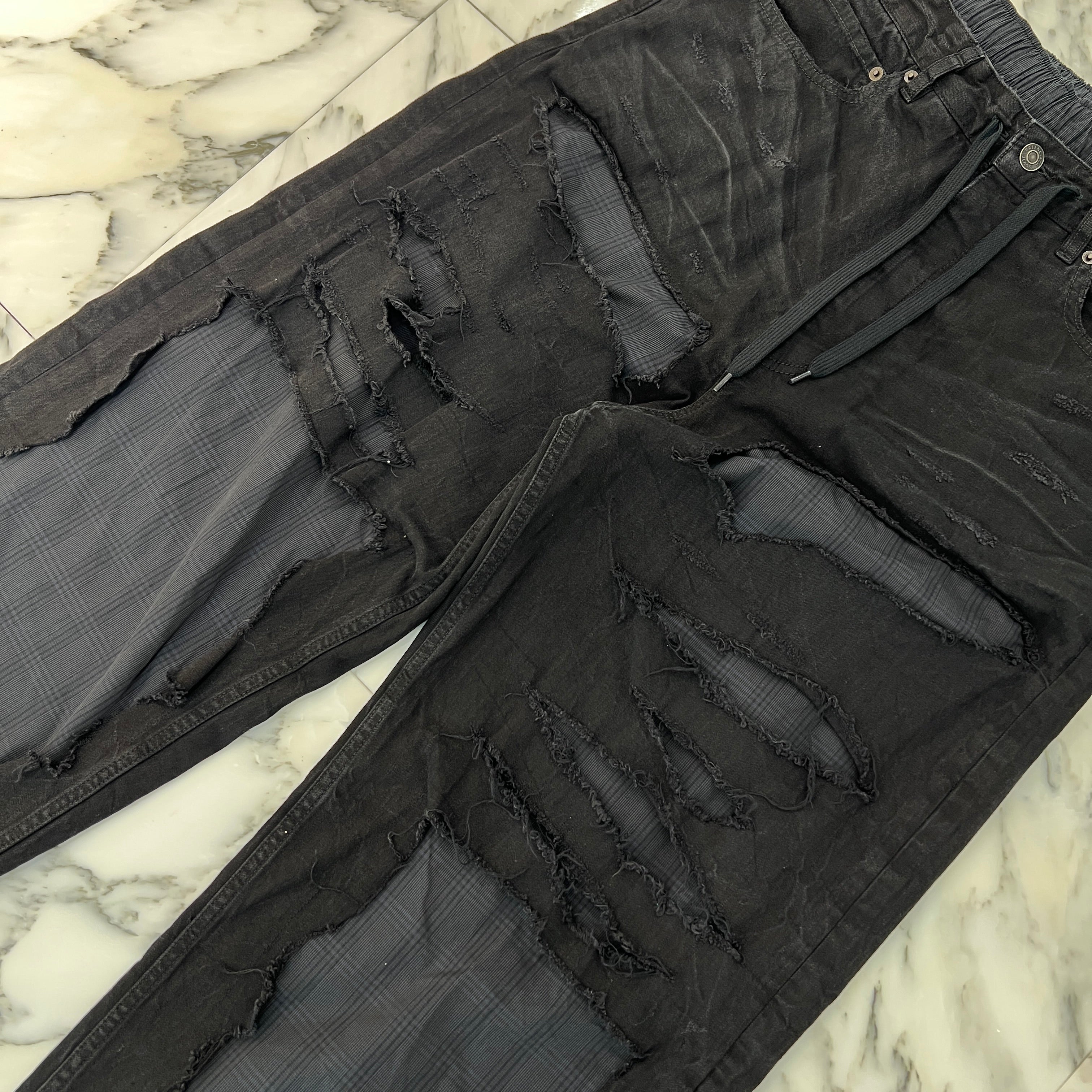 BALENCIAGA 2024AW Patch Work PYJAMA Wide Denim Pants 794216 TQW54 Size XS バレンシアガ パッチワーク パジャマ ワイドデニムパンツ サイズXS