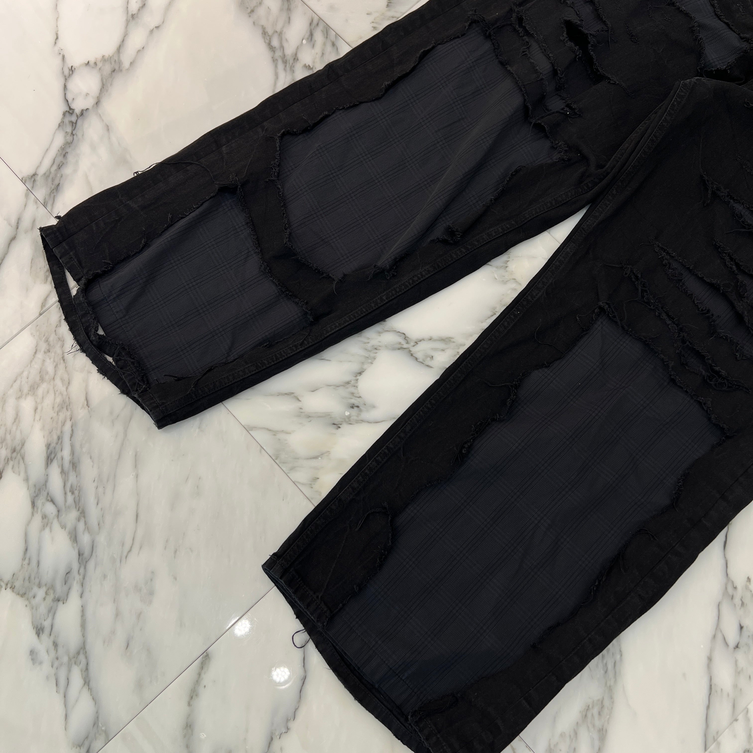 BALENCIAGA 2024AW Patch Work PYJAMA Wide Denim Pants 794216 TQW54