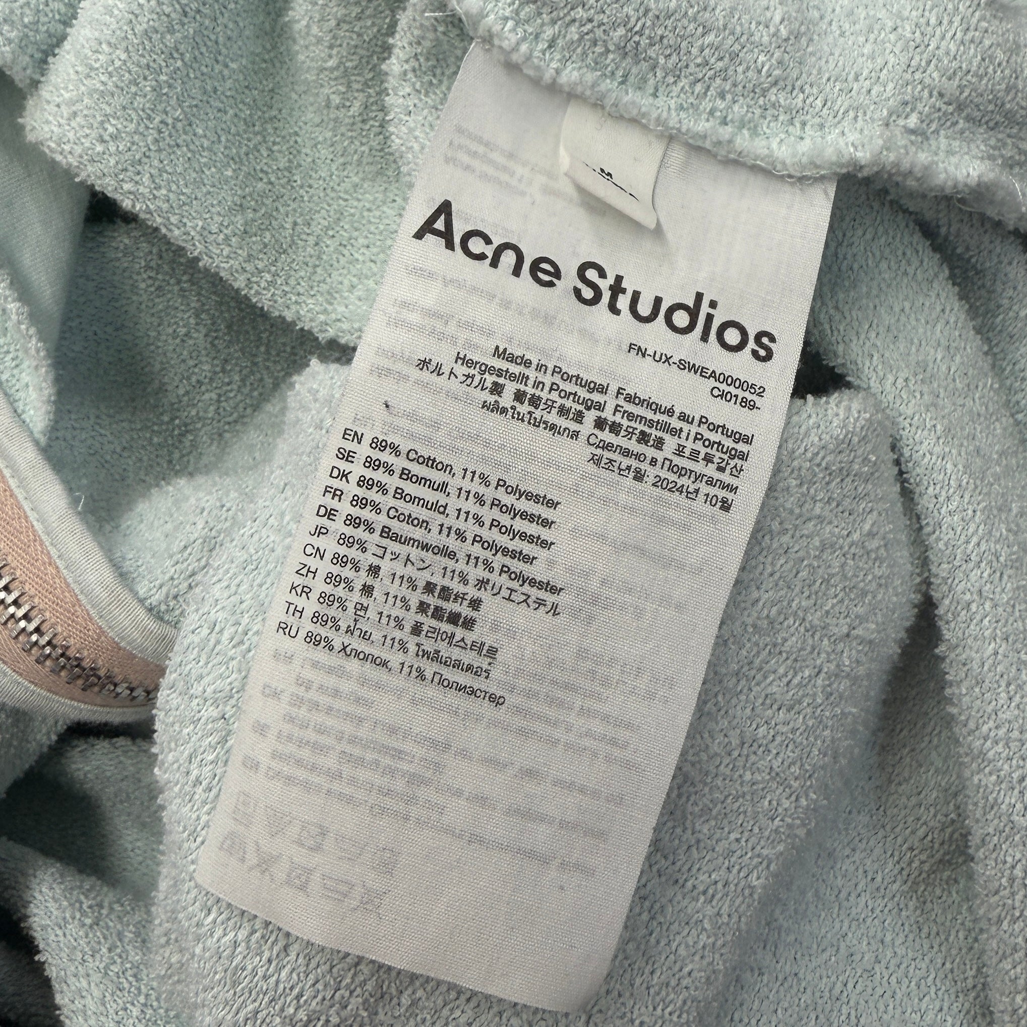 Acne Studios Logo Print Zip Up Sweat Shirt "Dusty Blue" FN-UX-SWEA000052 Size M アクネストゥディオズ ロゴプリント ジップアップスウェットシャツ サイズM
