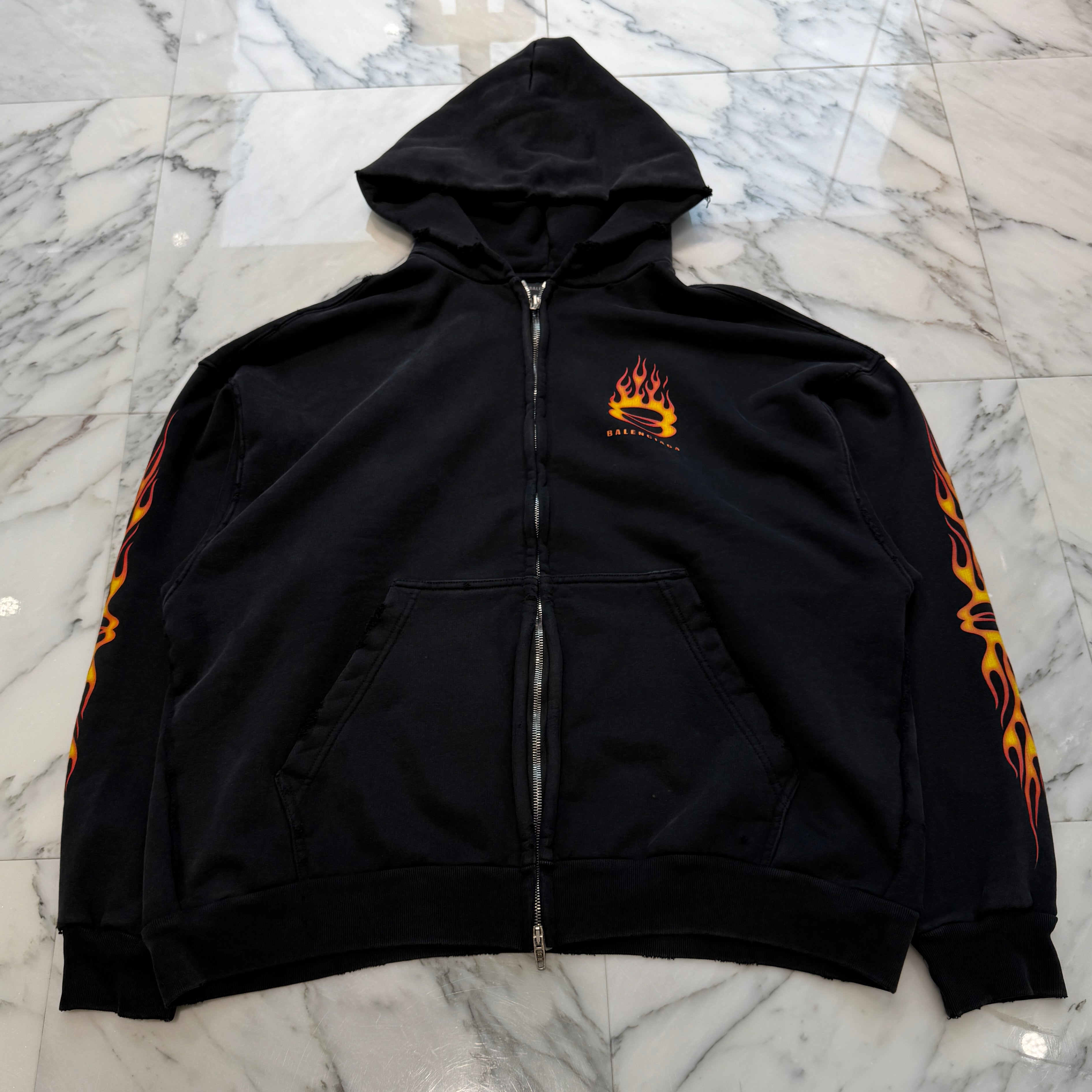 BALENCIAGA 2024SS Burning Unity Zip Up Hoodie 770939 TQVW9 Size S