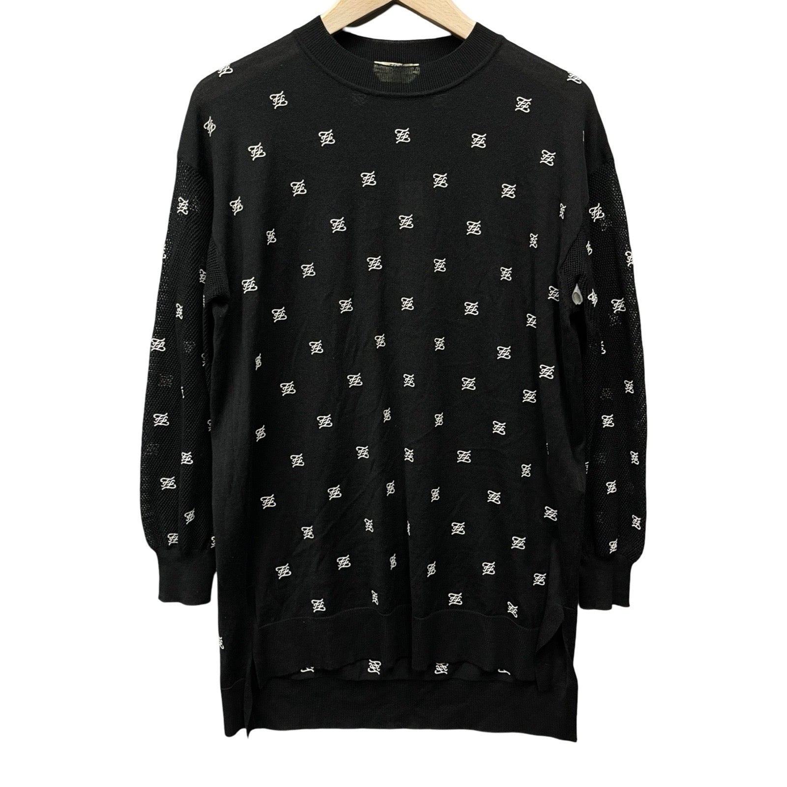 FENDI 2019AW Logo Embroidery Knit FZY907 A9WN Size 38