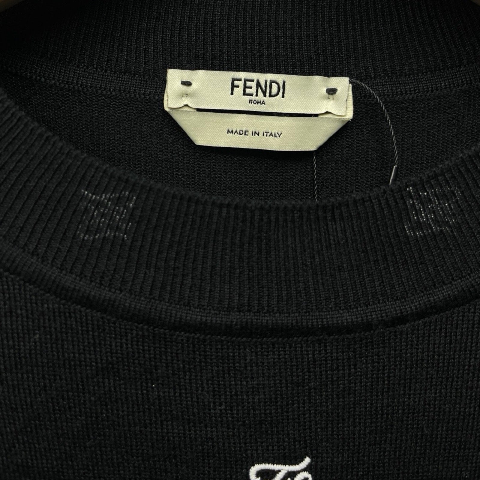 FENDI 2019AW Logo Embroidery Knit FZY907 A9WN Size 38