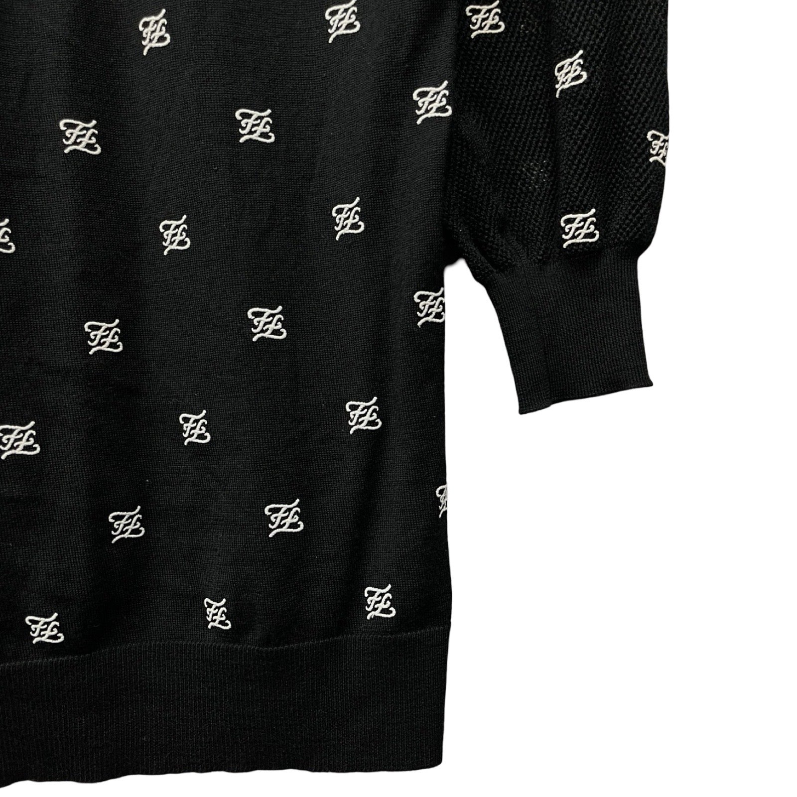 FENDI 2019AW Logo Embroidery Knit FZY907 A9WN Size 38