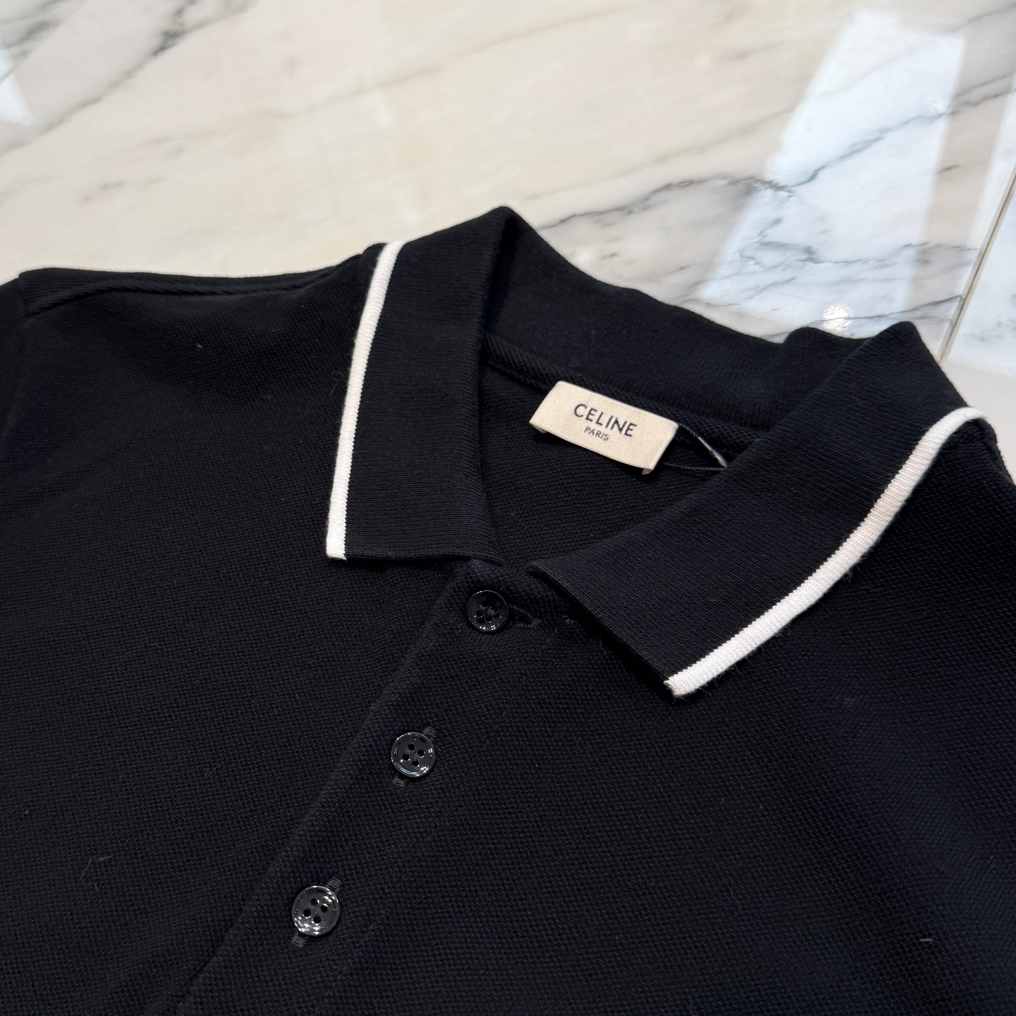 CELINE Triomphe Embroidery Classic Polo Shirt 2X75H626U 38AW Size