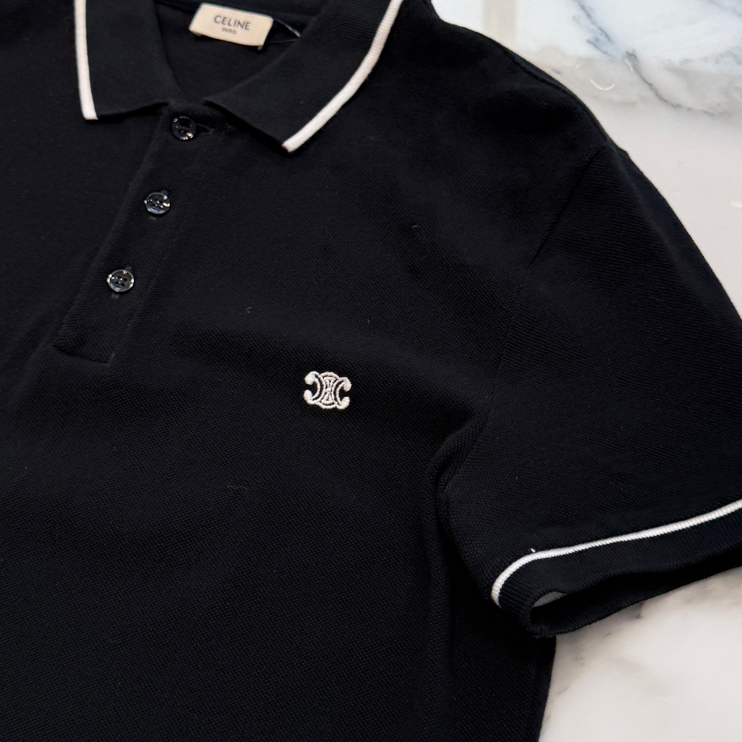 CELINE Triomphe Embroidery Classic Polo Shirt 2X75H626U 38AW Size XS セリーヌ トリオンフ刺繡 クラッシック ポロシャツ サイズXS