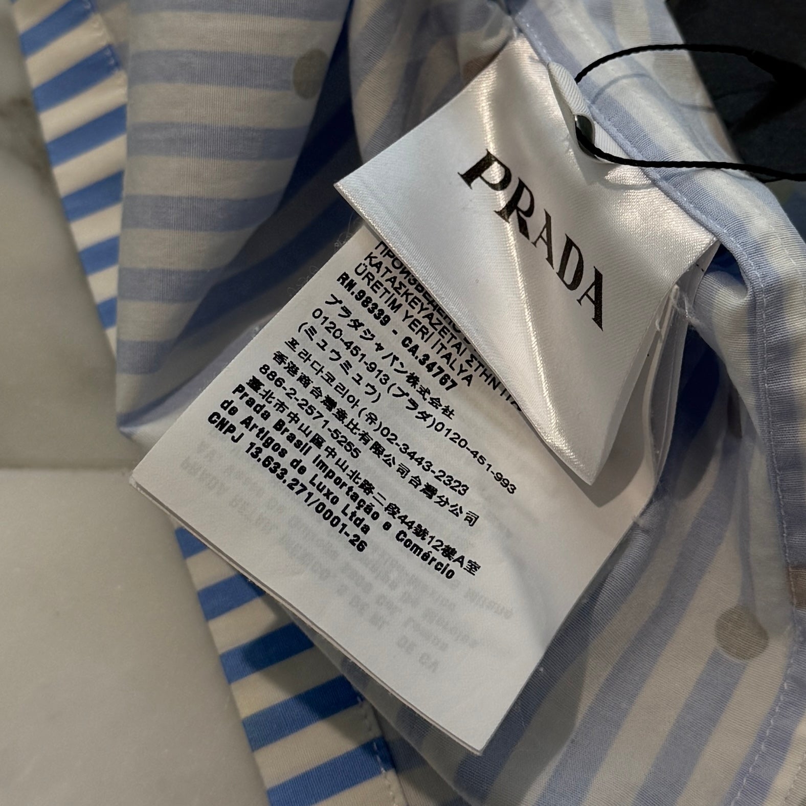 PRADA 2022SS Polka Dot Stripe Short Sleeve Shirt UCS339 S211 10N9 Size L プラダ ポルカドット ストライプ ショートスリーブシャツ サイズL