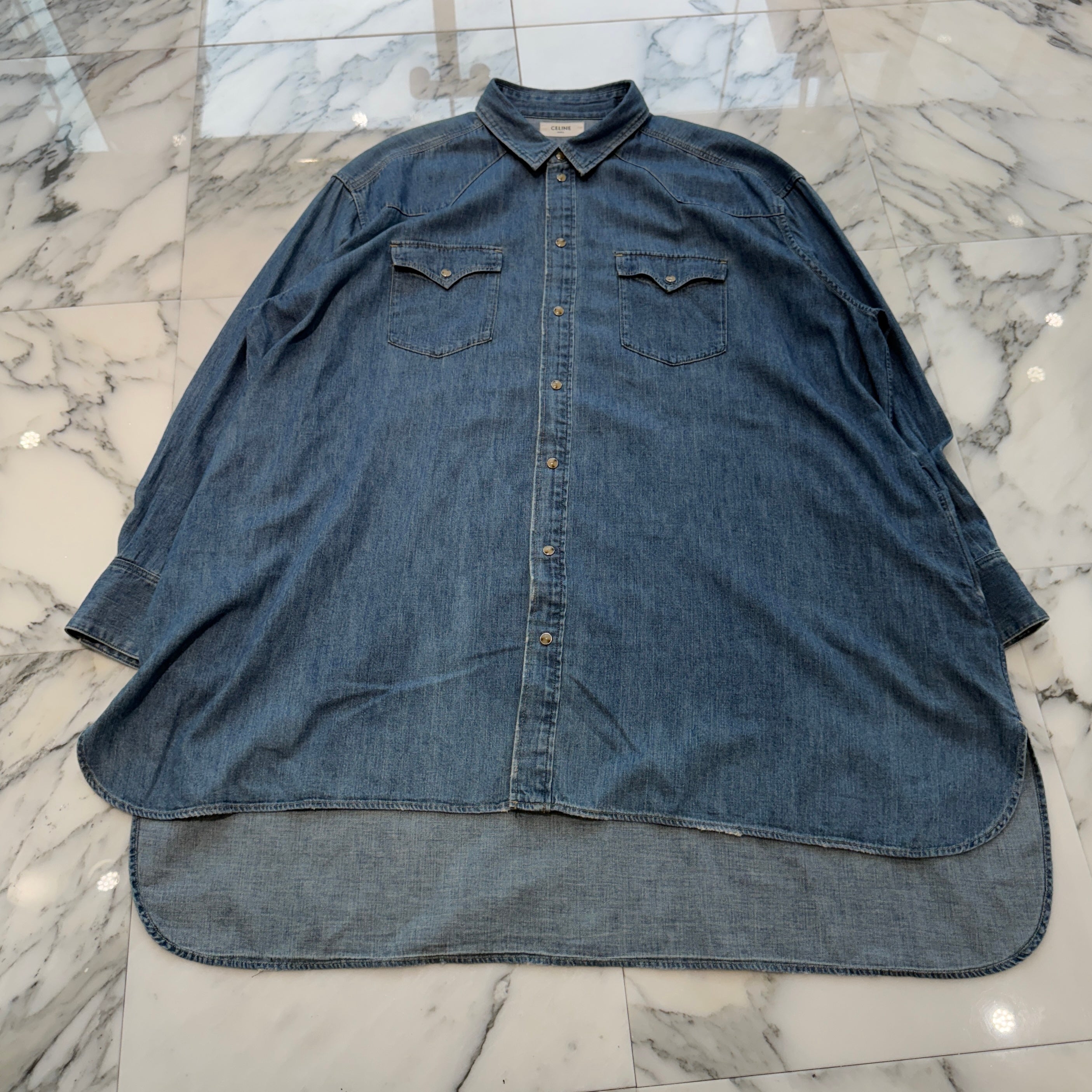 CELINE 2022SS Western Denim Shirt 2T217362M Size M セリーヌ ウェスタン デニムシャツ サイズM