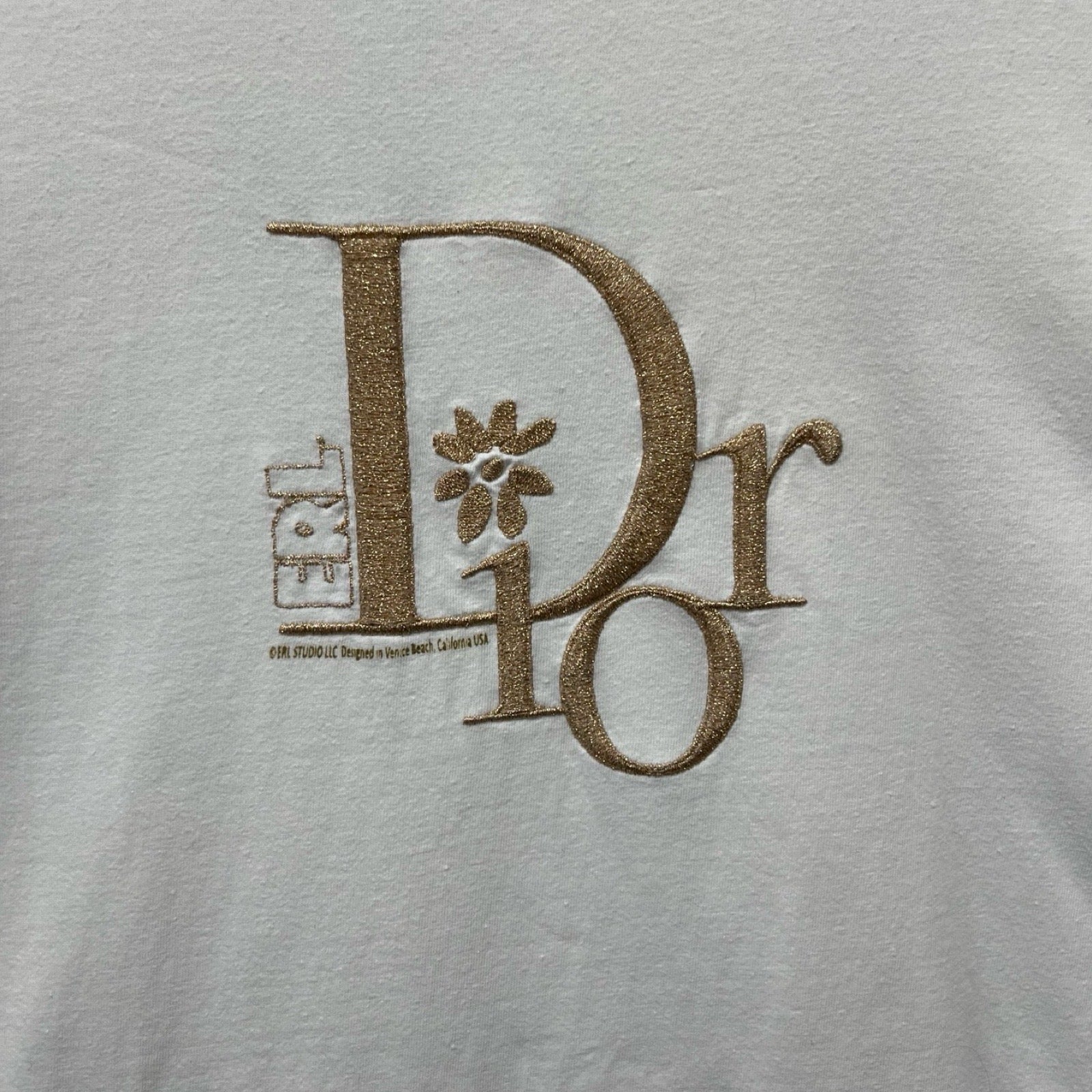 DIOR×ERL ERL 2023SS Slub Cotton Jersey Logo Embroidery Tee 313J647A0817 Size S