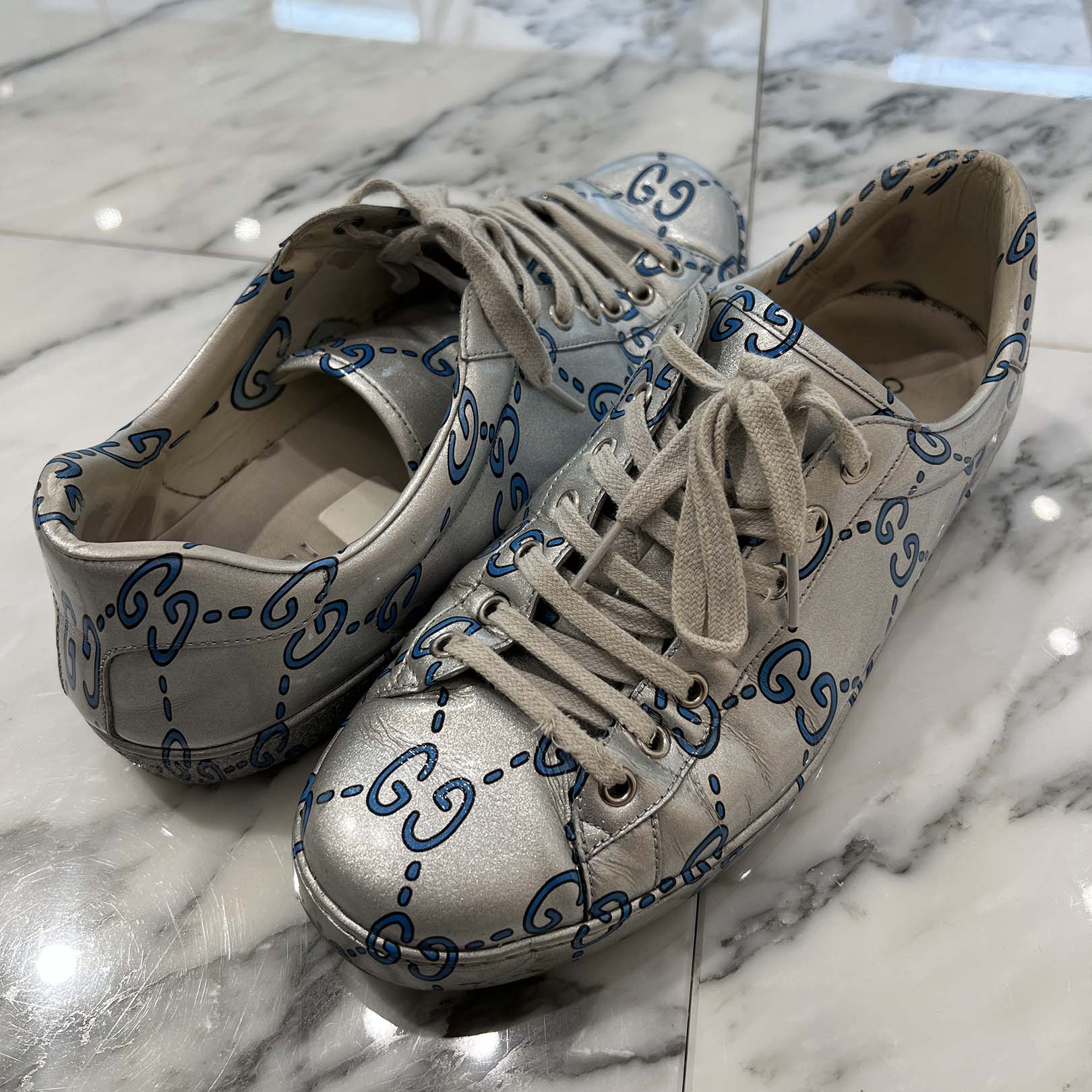 GUCCI 2019AW GG Metallic Patent Leather Low Top Sneakers 548938 Size 9 (27.0cm) グッチ GGメタリックパテントレザーローカットスニーカー サイズ9 (27.0cm)