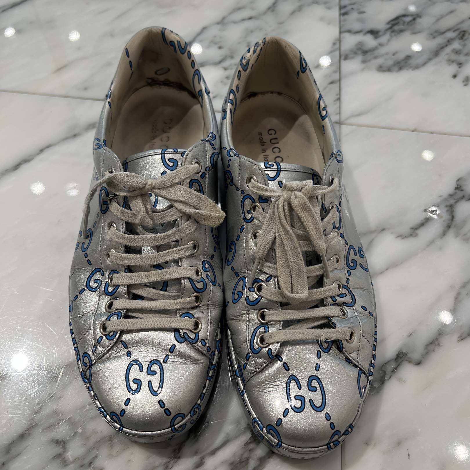 GUCCI 2019AW GG Metallic Patent Leather Low Top Sneakers 548938 Size 9 (27.0cm) グッチ GGメタリックパテントレザーローカットスニーカー サイズ9 (27.0cm)