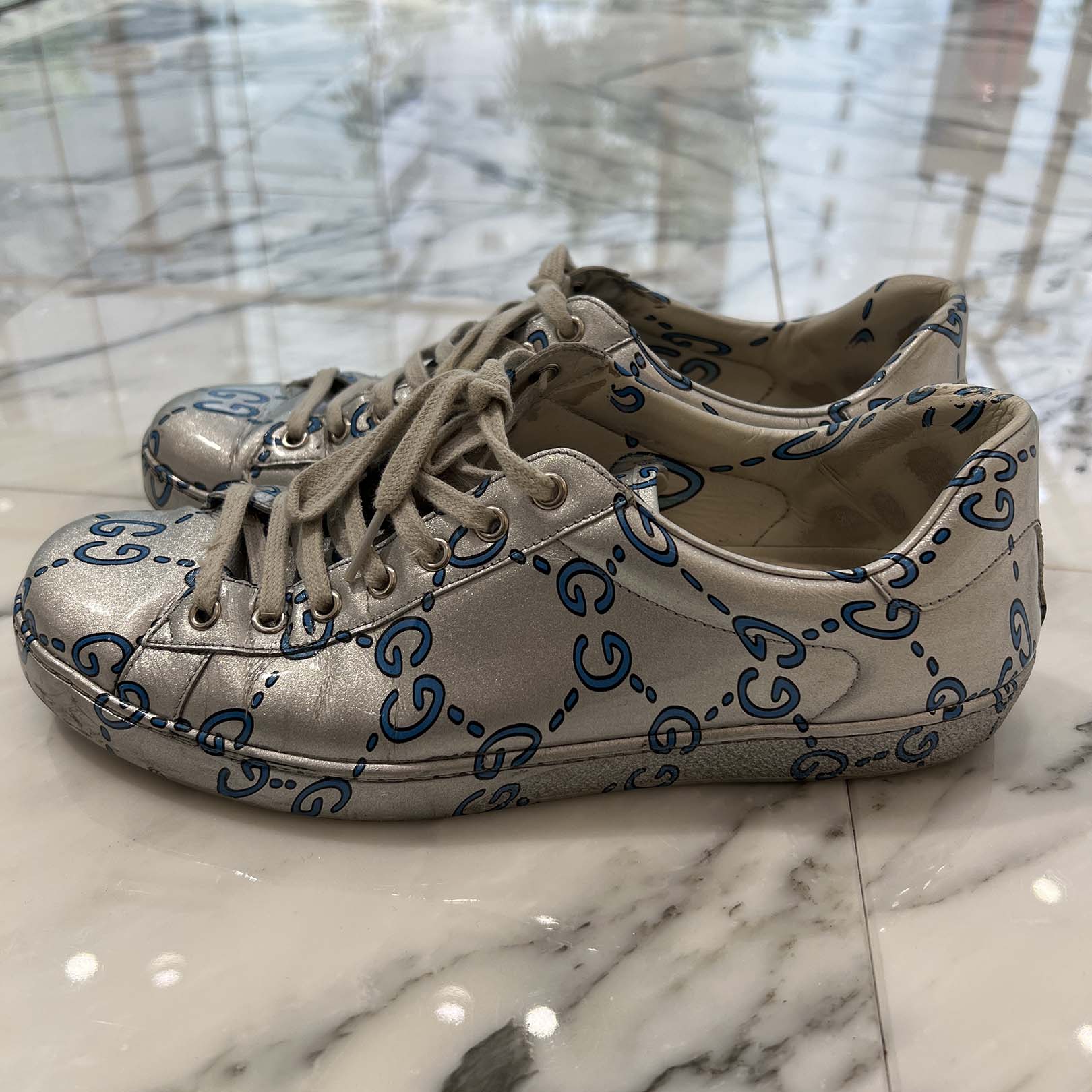 GUCCI 2019AW GG Metallic Patent Leather Low Top Sneakers 548938 Size 9 (27.0cm) グッチ GGメタリックパテントレザーローカットスニーカー サイズ9 (27.0cm)