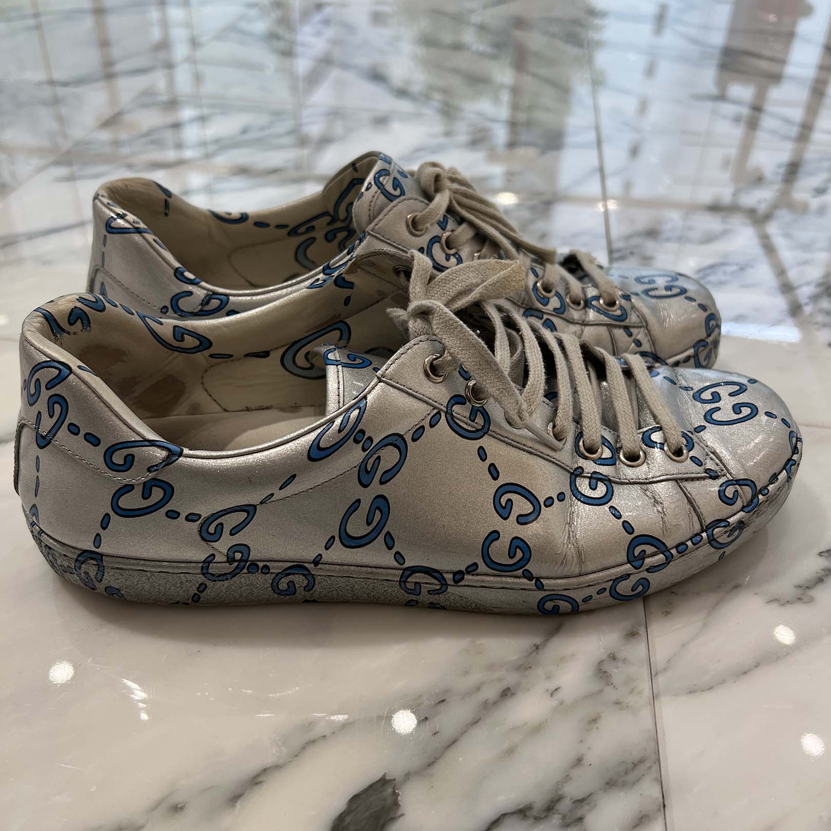 GUCCI 2019AW GG Metallic Patent Leather Low Top Sneakers 548938 Size 9 (27.0cm) グッチ GGメタリックパテントレザーローカットスニーカー サイズ9 (27.0cm)
