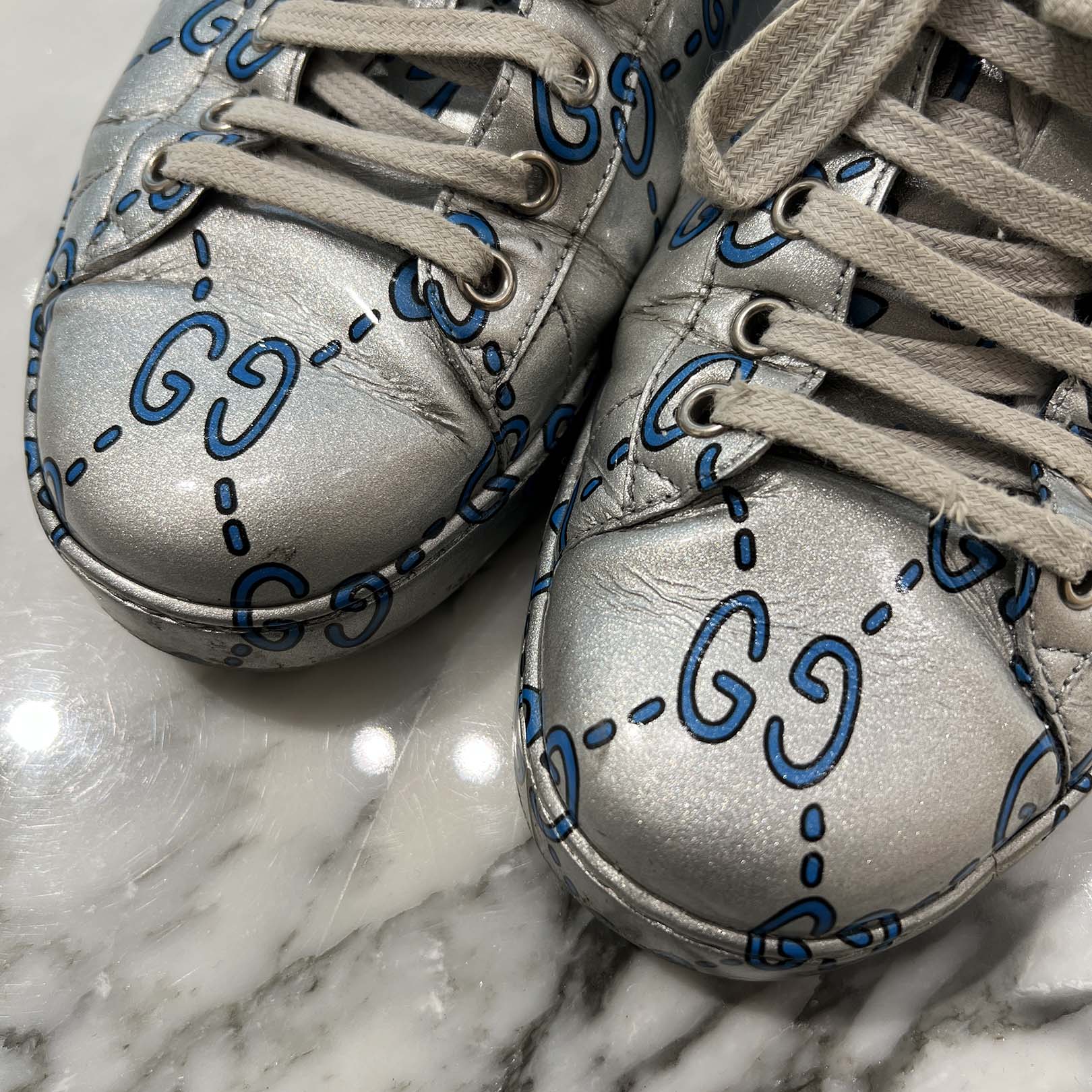 GUCCI 2019AW GG Metallic Patent Leather Low Top Sneakers 548938 Size 9 (27.0cm) グッチ GGメタリックパテントレザーローカットスニーカー サイズ9 (27.0cm)