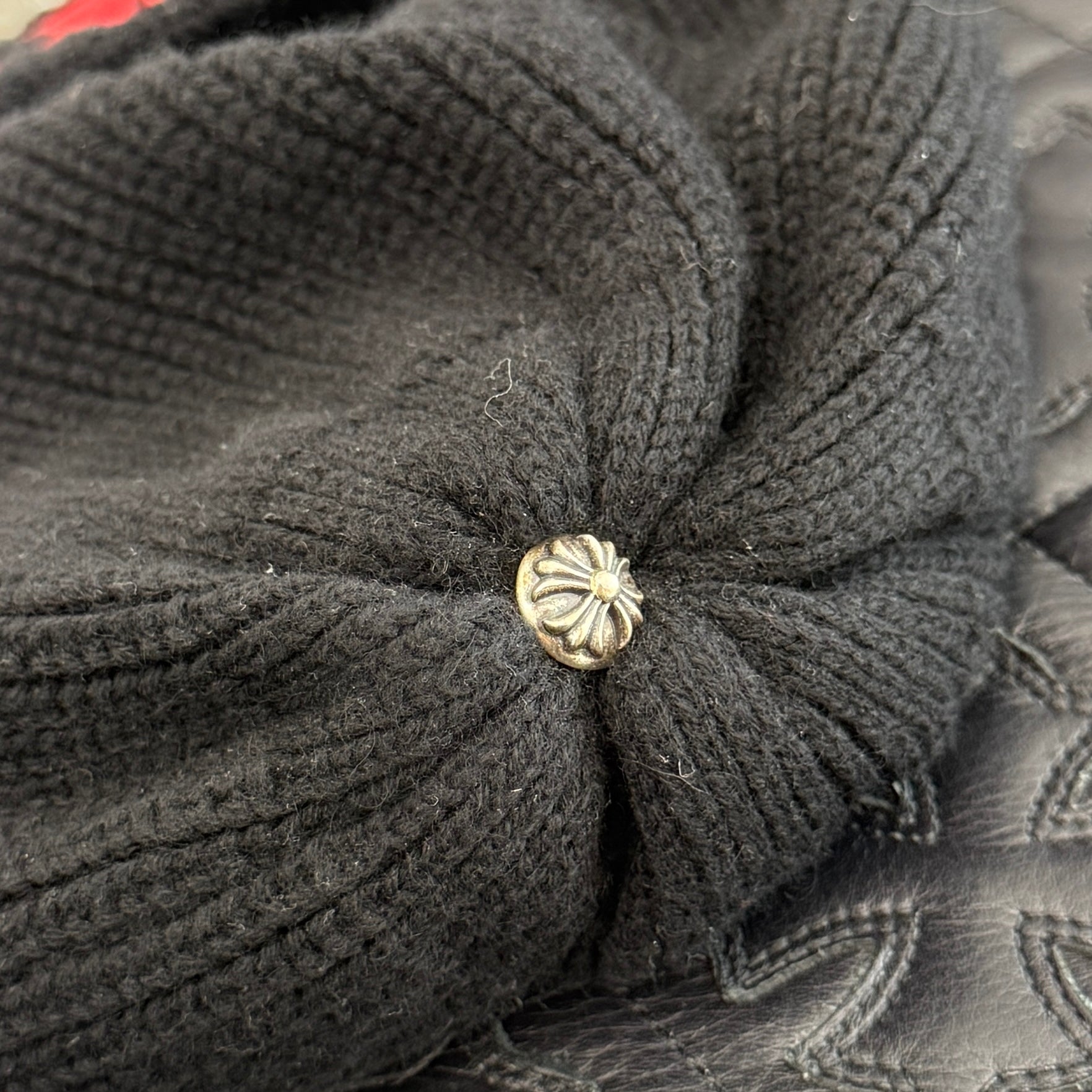 CHROME HEARTS 3 Star Leather Patch Cashmere Knit Beanie Size ONE SIZE（53-60）クロムハーツ 3スター レザーパッチ カシミア ニットビーニー サイズONE SIZE（53-60）