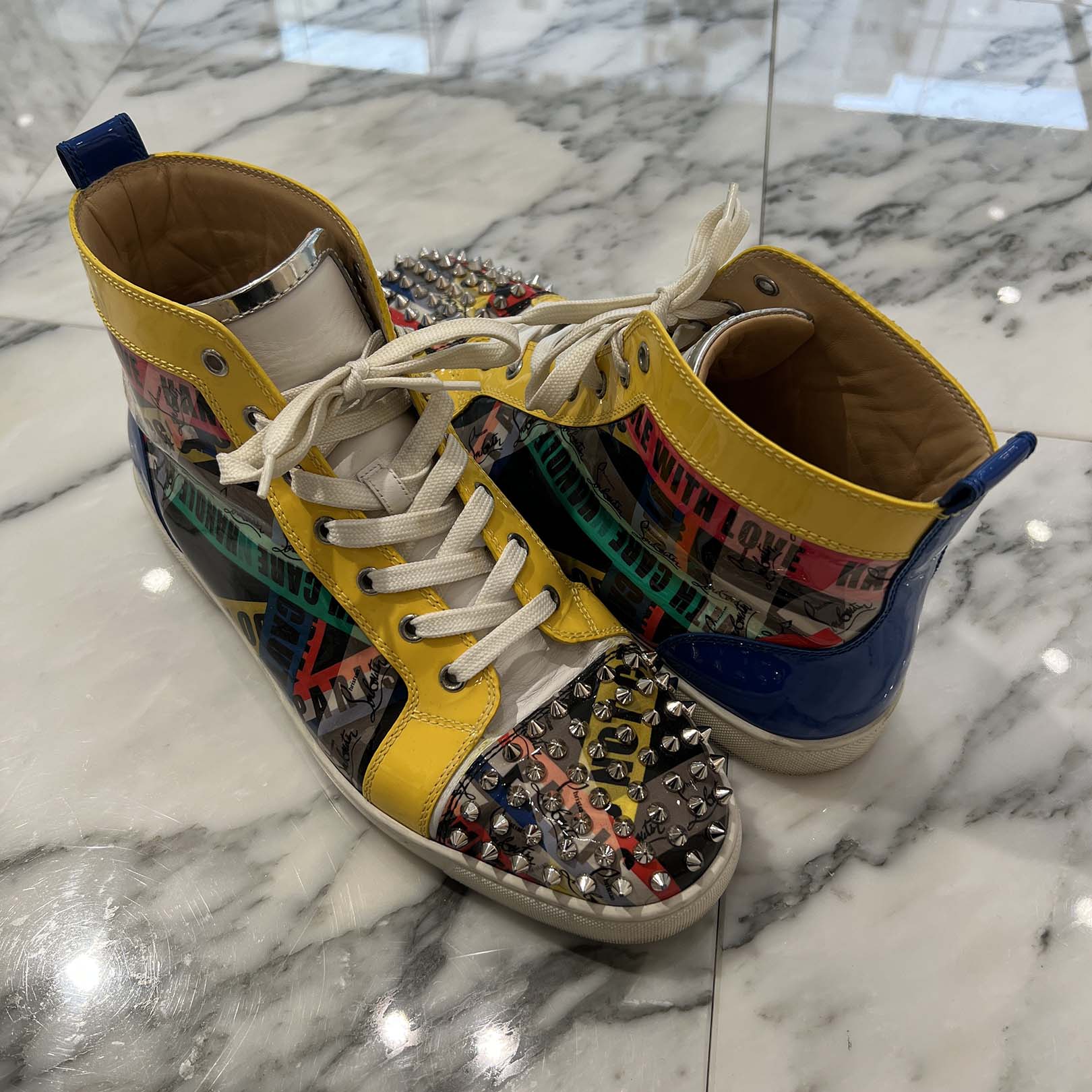 Christian Louboutin Spiked Studded Patent Leather High Top Sneakers Size 43 (約27.5cm) クリスチャンルブタン スパイクスタッズ パテントレザーハイカットスニーカー サイズ43 (約27.5cm)