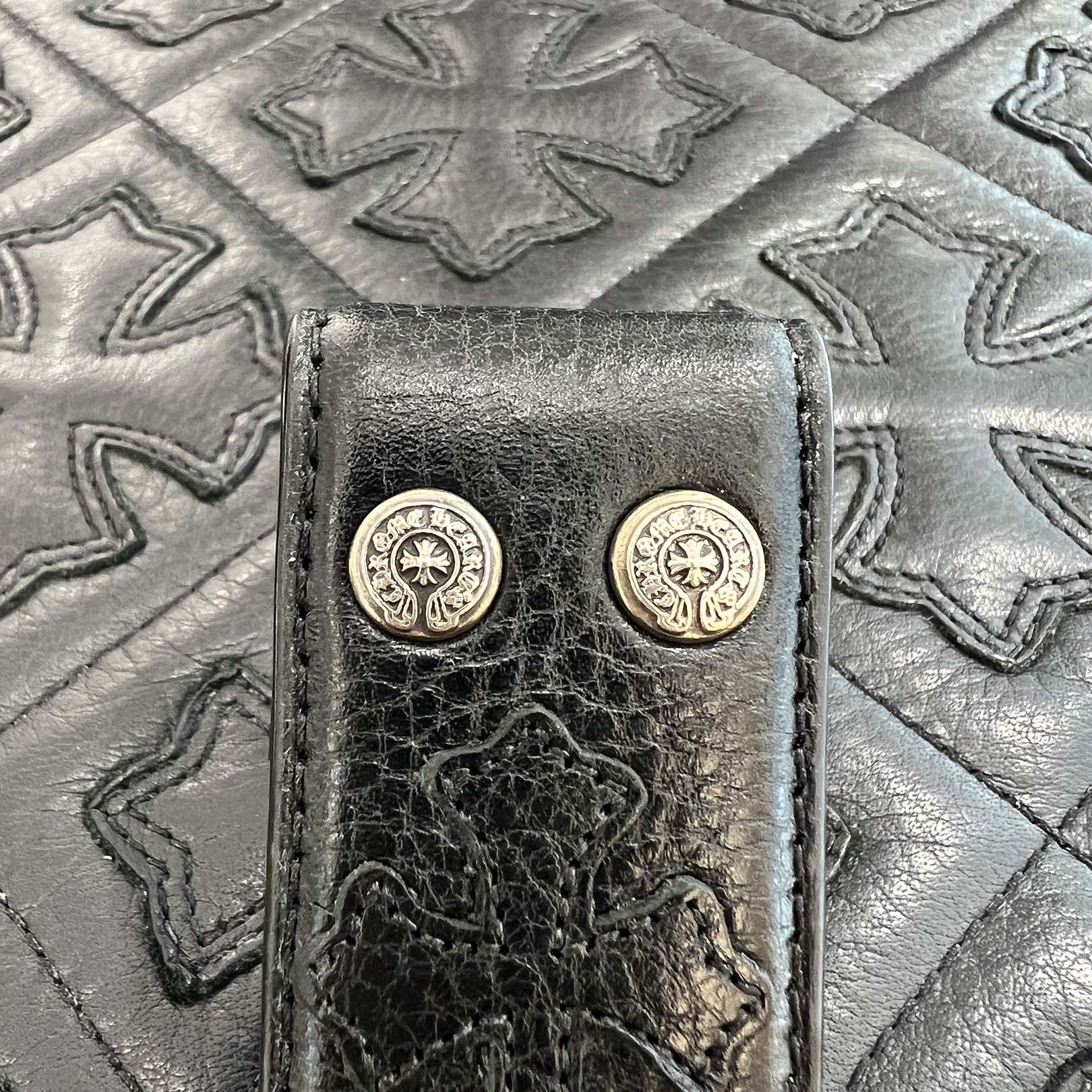 CHROME HEARTS Cemetery Cross Leather Patch Leather Belt Size 36（1.5 Inch) クロムハーツ セメタリークロスレザーパッチ レザーベルト サイズ36（1.5インチ)