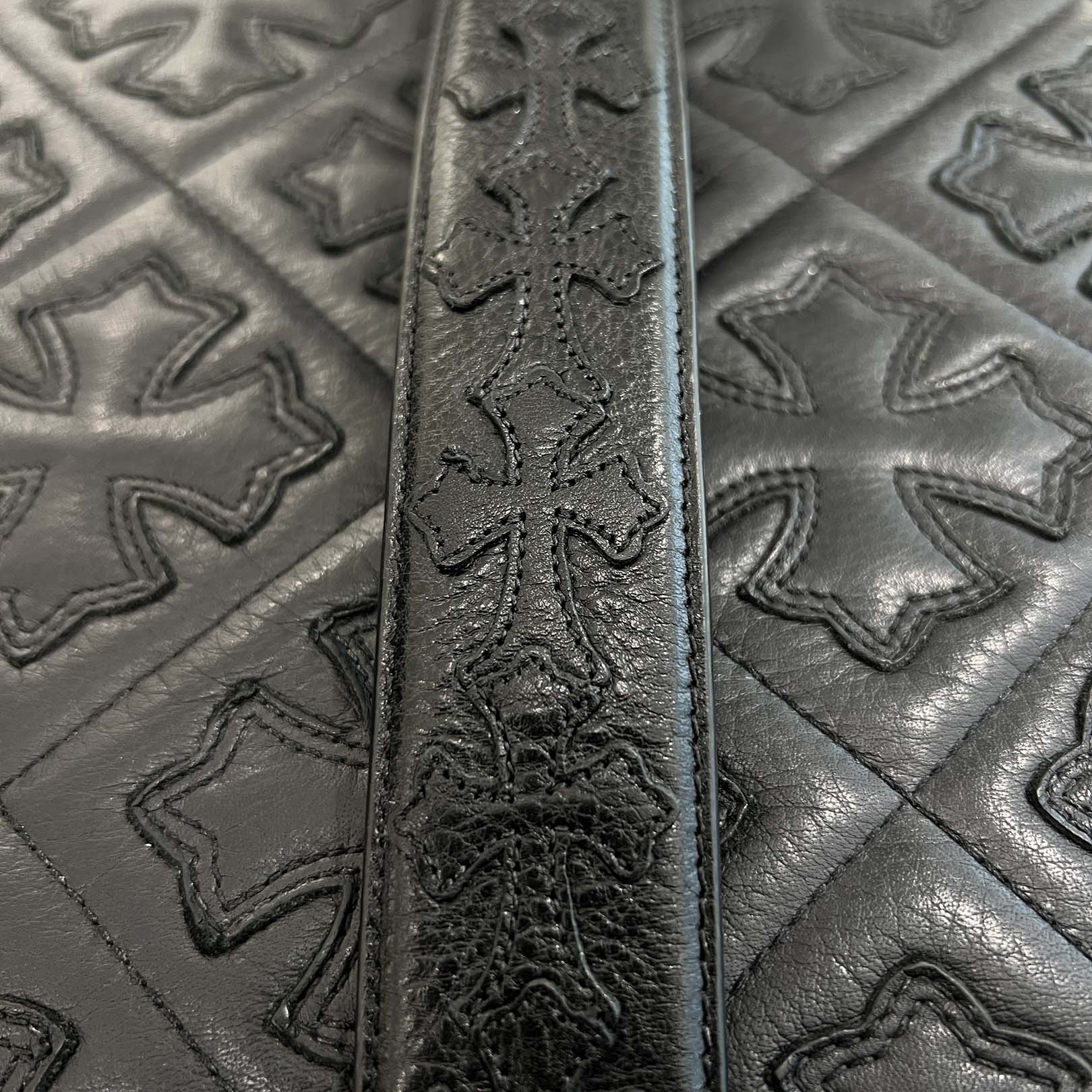 CHROME HEARTS Cemetery Cross Leather Patch Leather Belt Size 36（1.5 Inch) クロムハーツ セメタリークロスレザーパッチ レザーベルト サイズ36（1.5インチ)