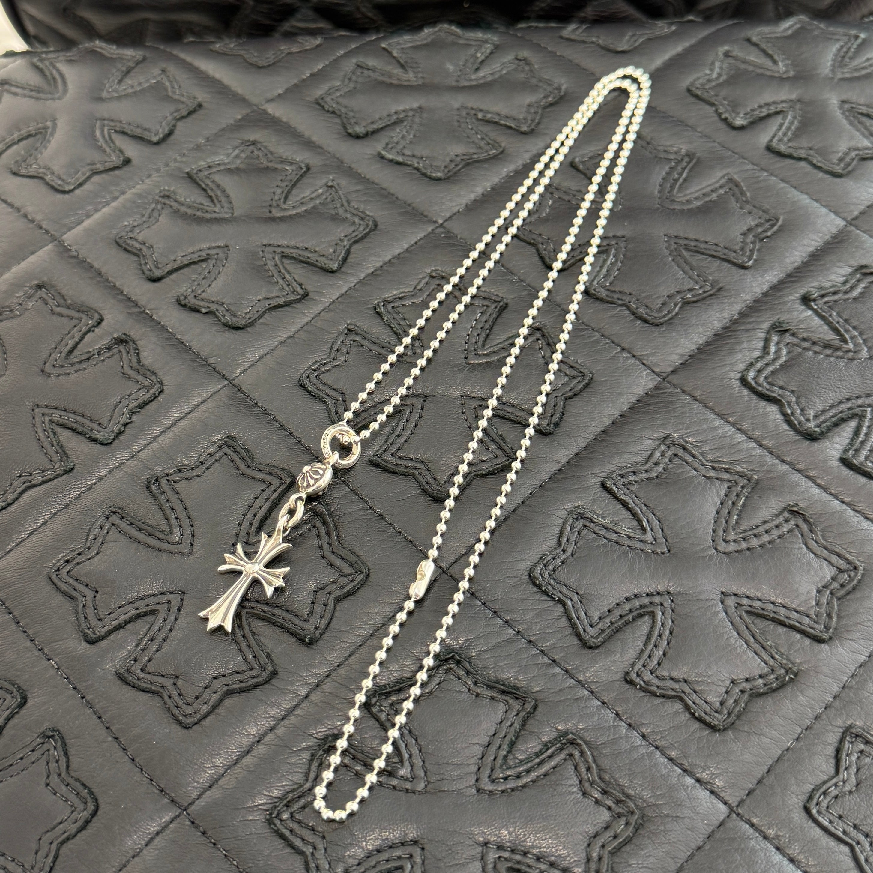 CHROME HEARTS 1 Ball Tiny Cross Charm Ball Chain Necklace クロムハーツ 1ボール タイニークロスチャーム ボールチェーンネックレス