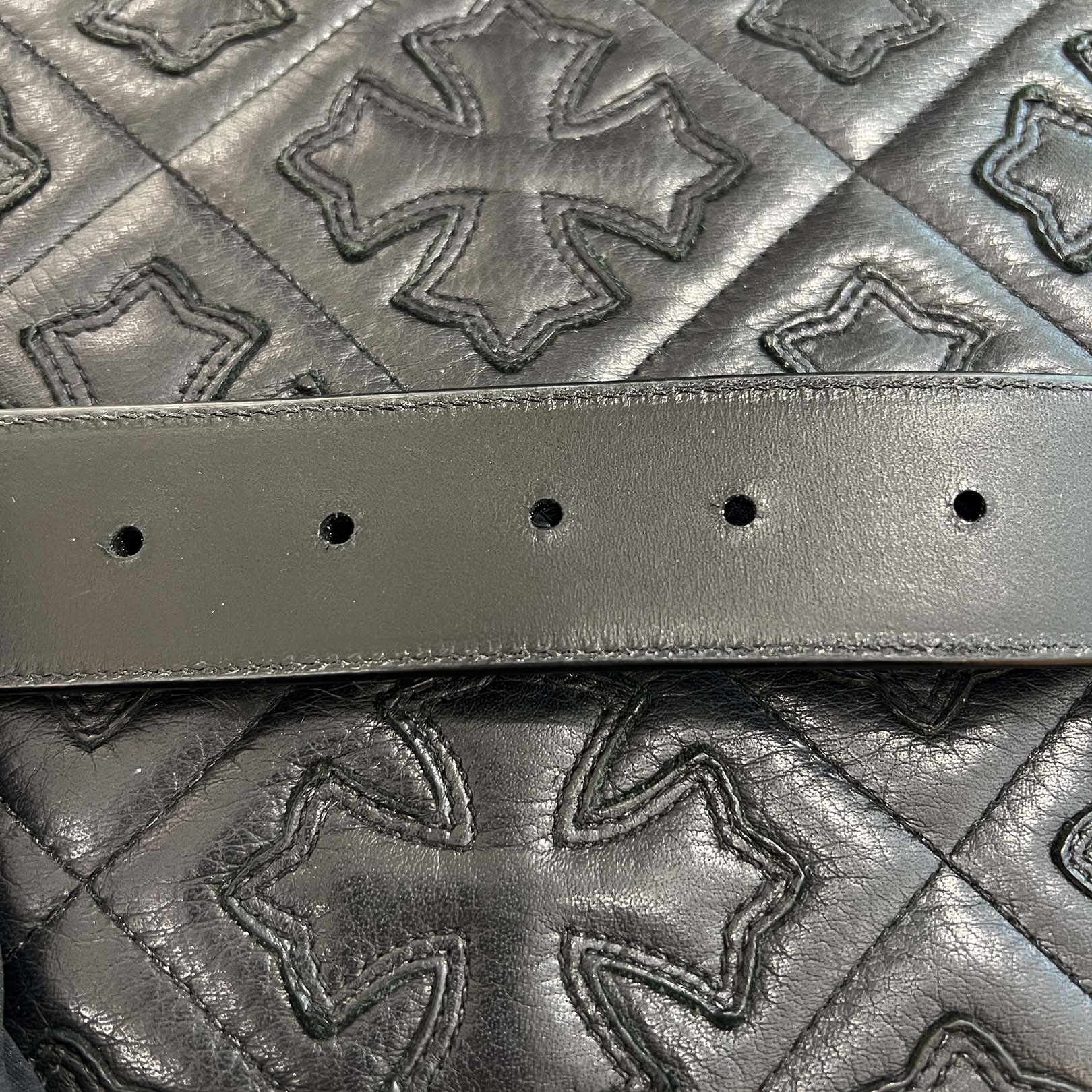 CHROME HEARTS Cemetery Cross Leather Patch Leather Belt Size 36（1.5 Inch) クロムハーツ セメタリークロスレザーパッチ レザーベルト サイズ36（1.5インチ)