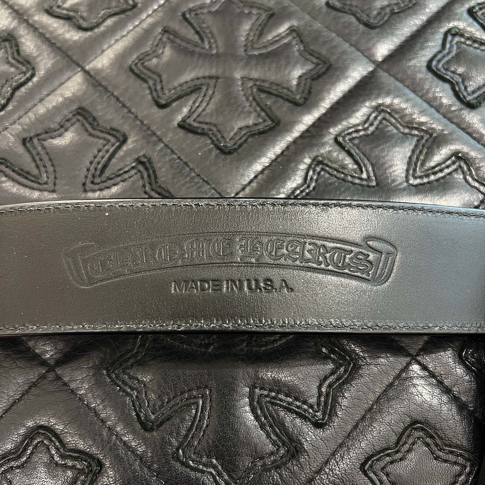 CHROME HEARTS Cemetery Cross Leather Patch Leather Belt Size 36（1.5 Inch) クロムハーツ セメタリークロスレザーパッチ レザーベルト サイズ36（1.5インチ)