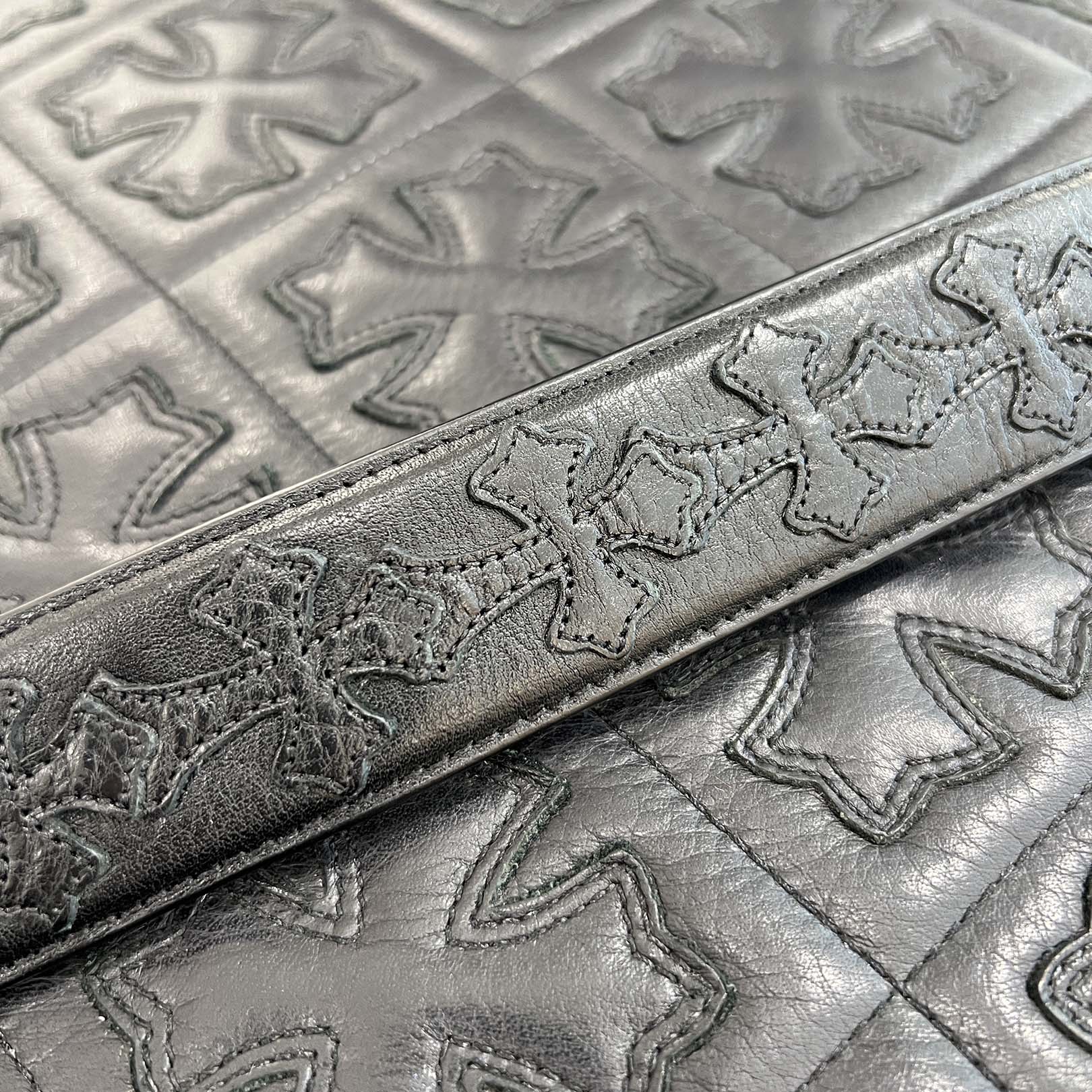 CHROME HEARTS Cemetery Cross Leather Patch Leather Belt Size 36（1.5 Inch) クロムハーツ セメタリークロスレザーパッチ レザーベルト サイズ36（1.5インチ)