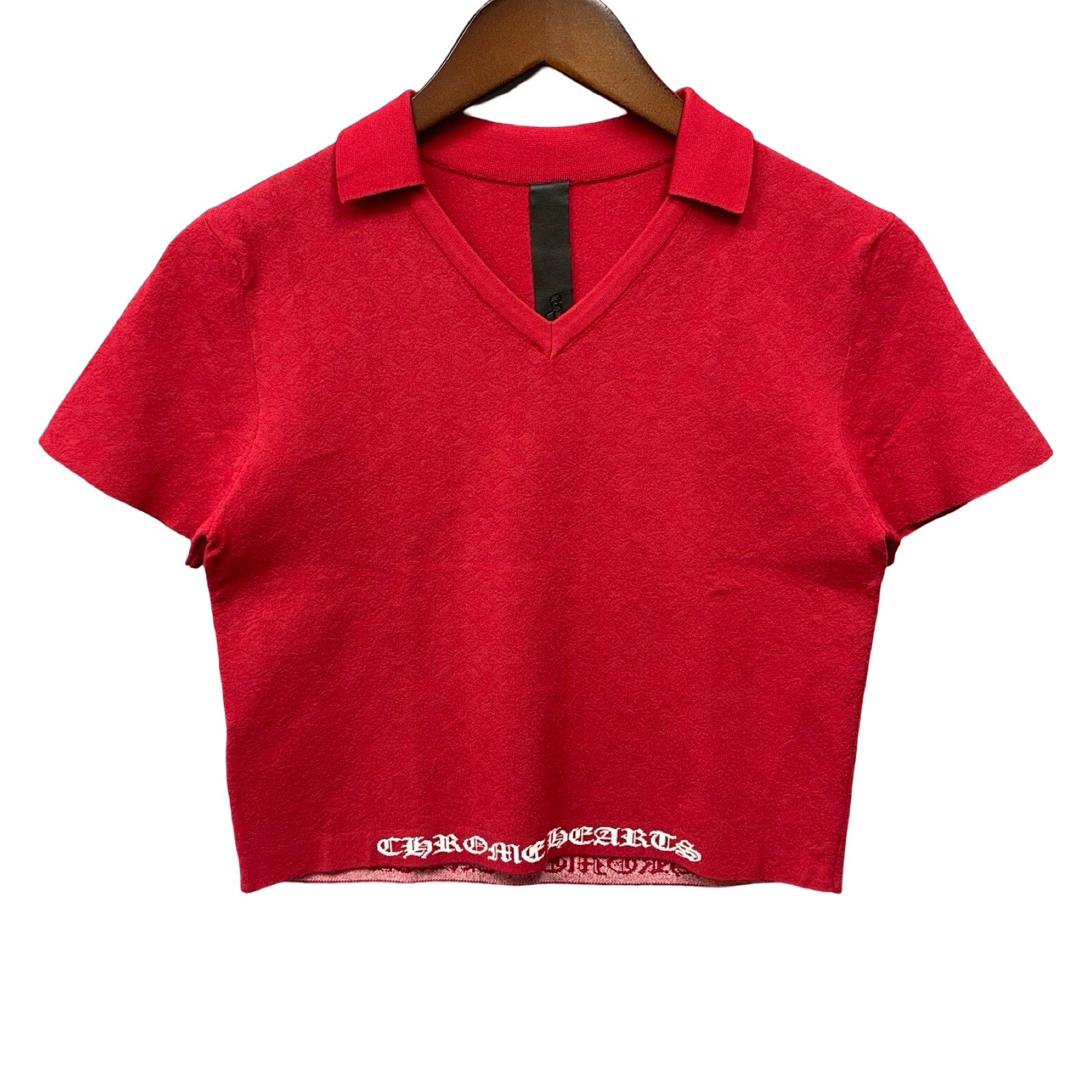 CHROME HEARTS Y NOT V-neck Rayon Polo Shirt Size L
