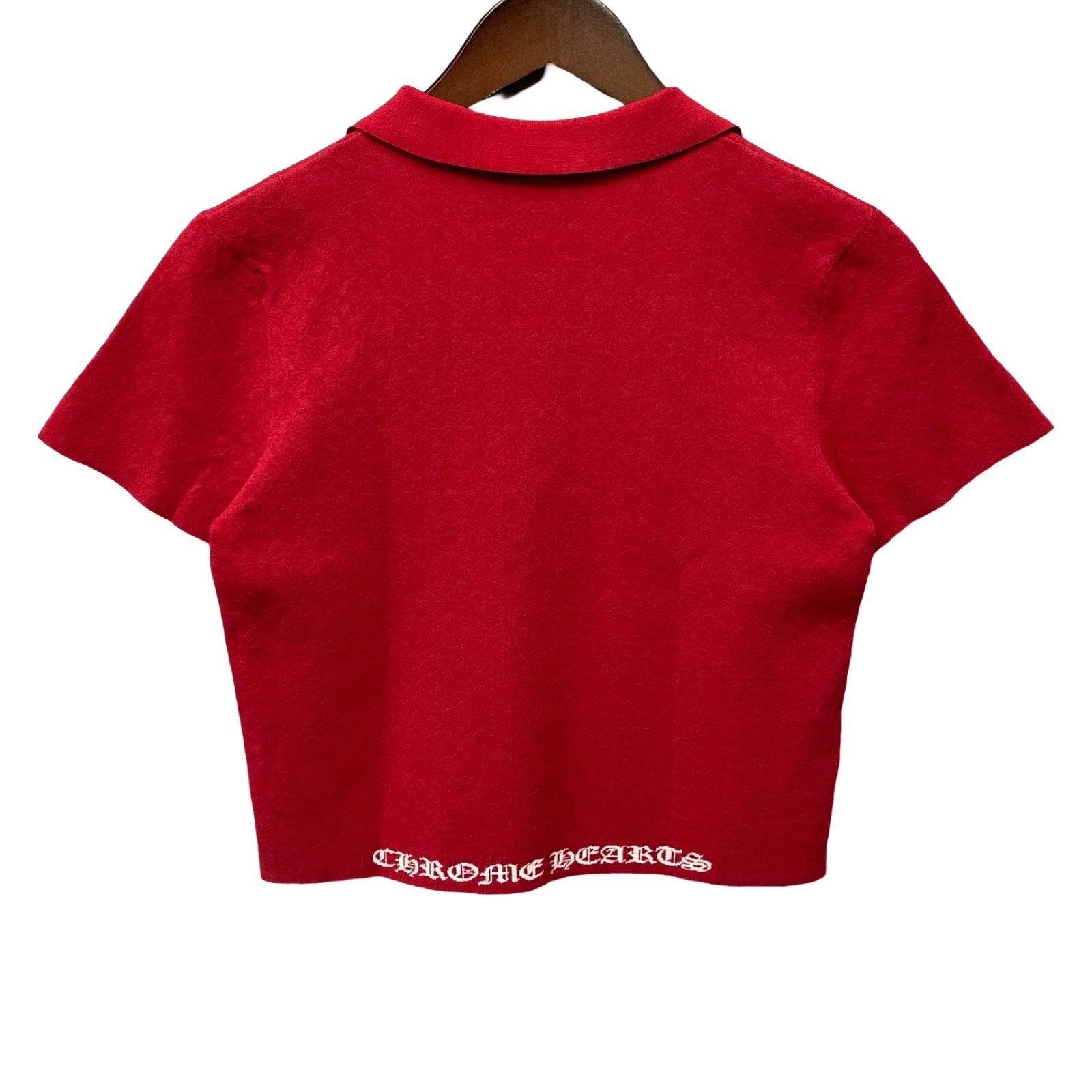 CHROME HEARTS Y NOT V-neck Rayon Polo Shirt Size L