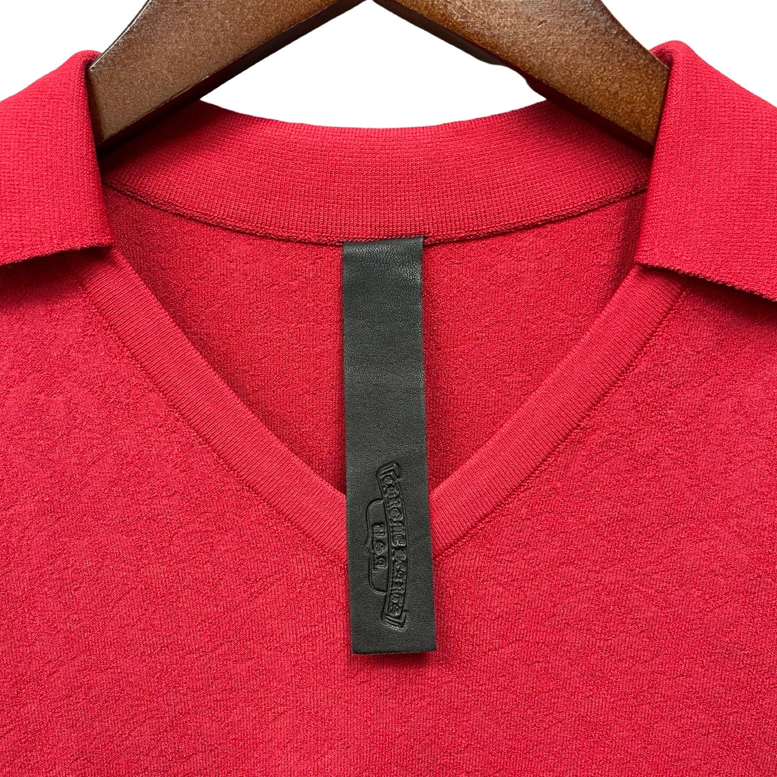 CHROME HEARTS Y NOT V-neck Rayon Polo Shirt Size L