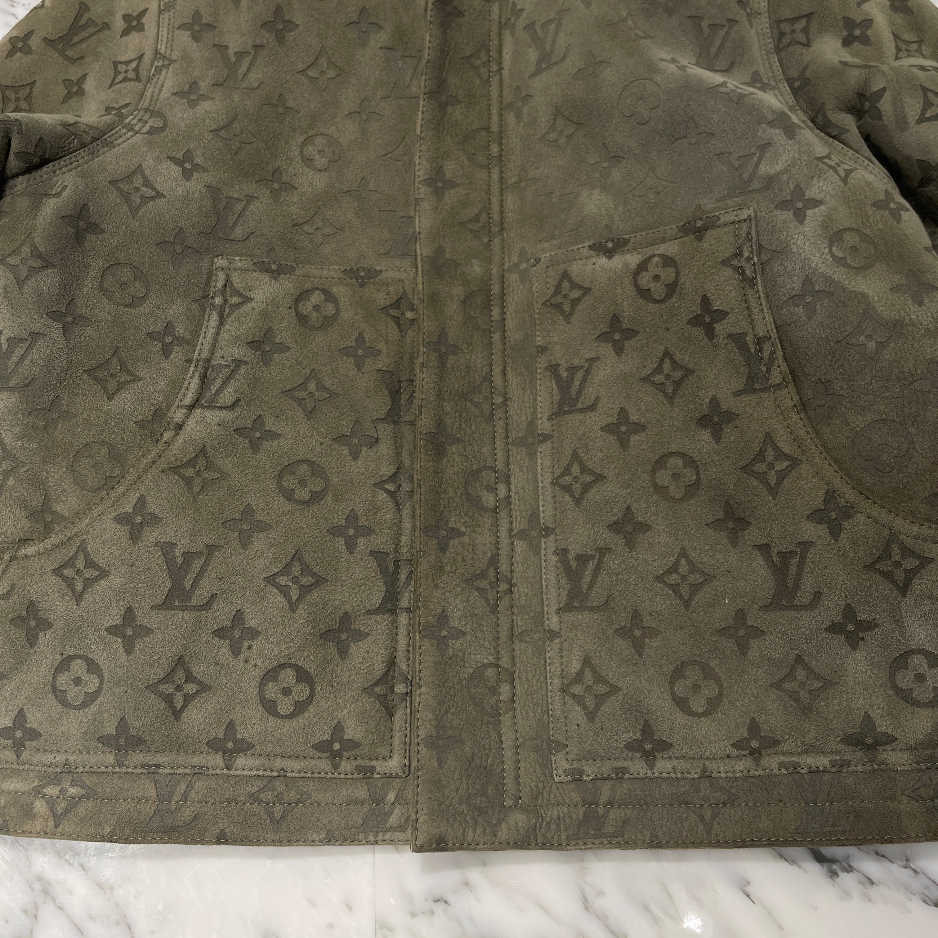 LOUIS VUITTON 2022SS LVSE Embossed Monogram Shearling Jacket 1A9K3H Size 48 ルイヴィトン エンボスモノグラム シアリング ジャケット サイズ48