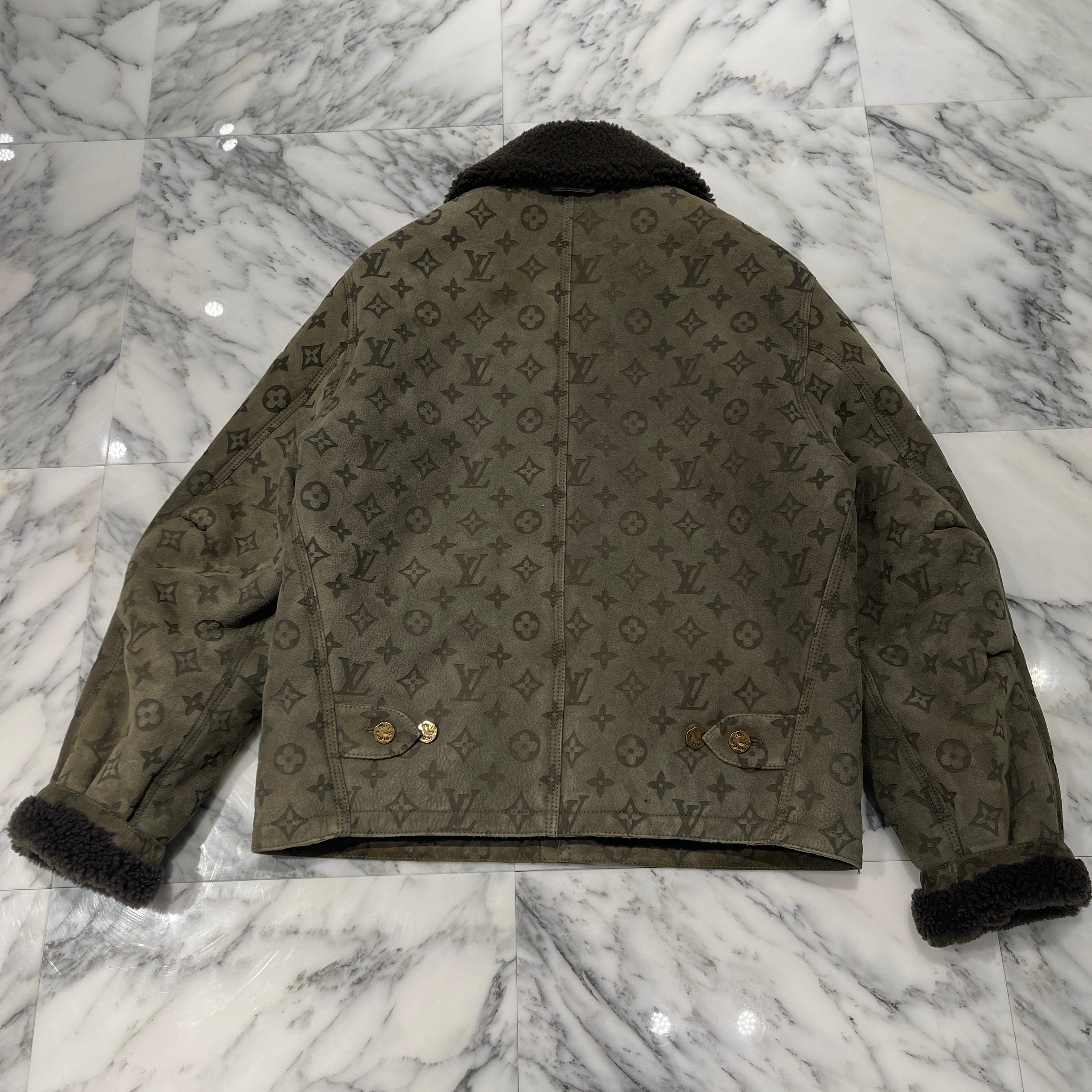LOUIS VUITTON 2022SS LVSE Embossed Monogram Shearling Jacket 1A9K3H Size 48 ルイヴィトン エンボスモノグラム シアリング ジャケット サイズ48