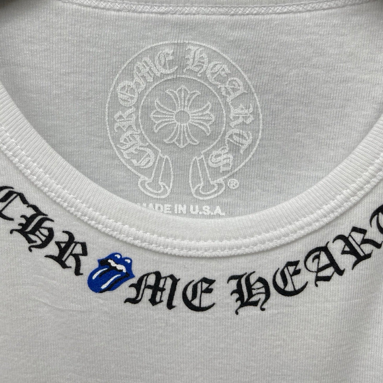 CHROME HEARTS Rolling Stones Lip＆Tongue Neck Logo S/S Tee Size ONE SIZE