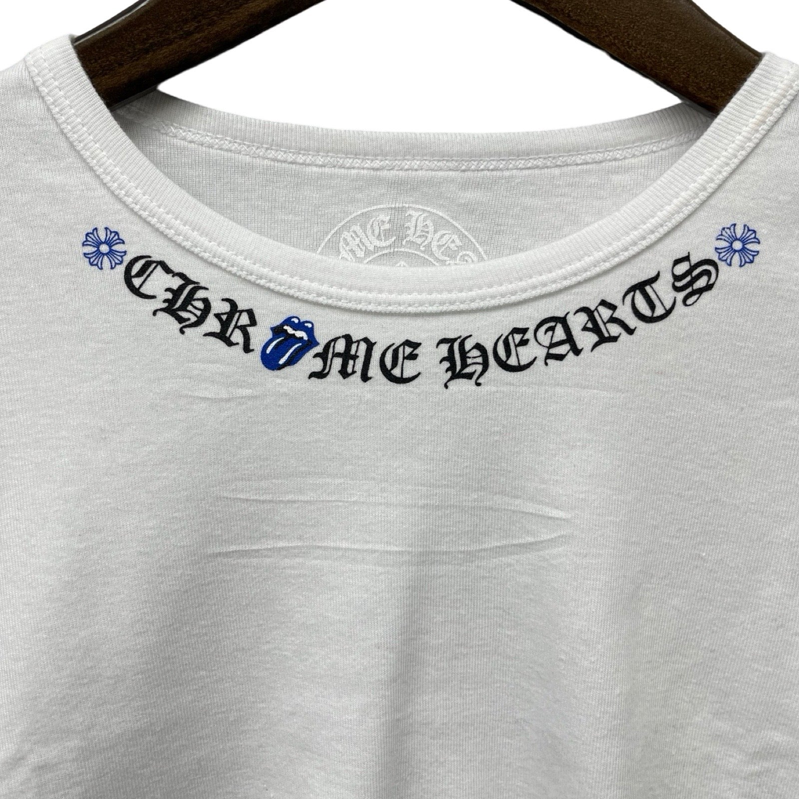CHROME HEARTS Rolling Stones Lip＆Tongue Neck Logo S/S Tee Size ONE SIZE