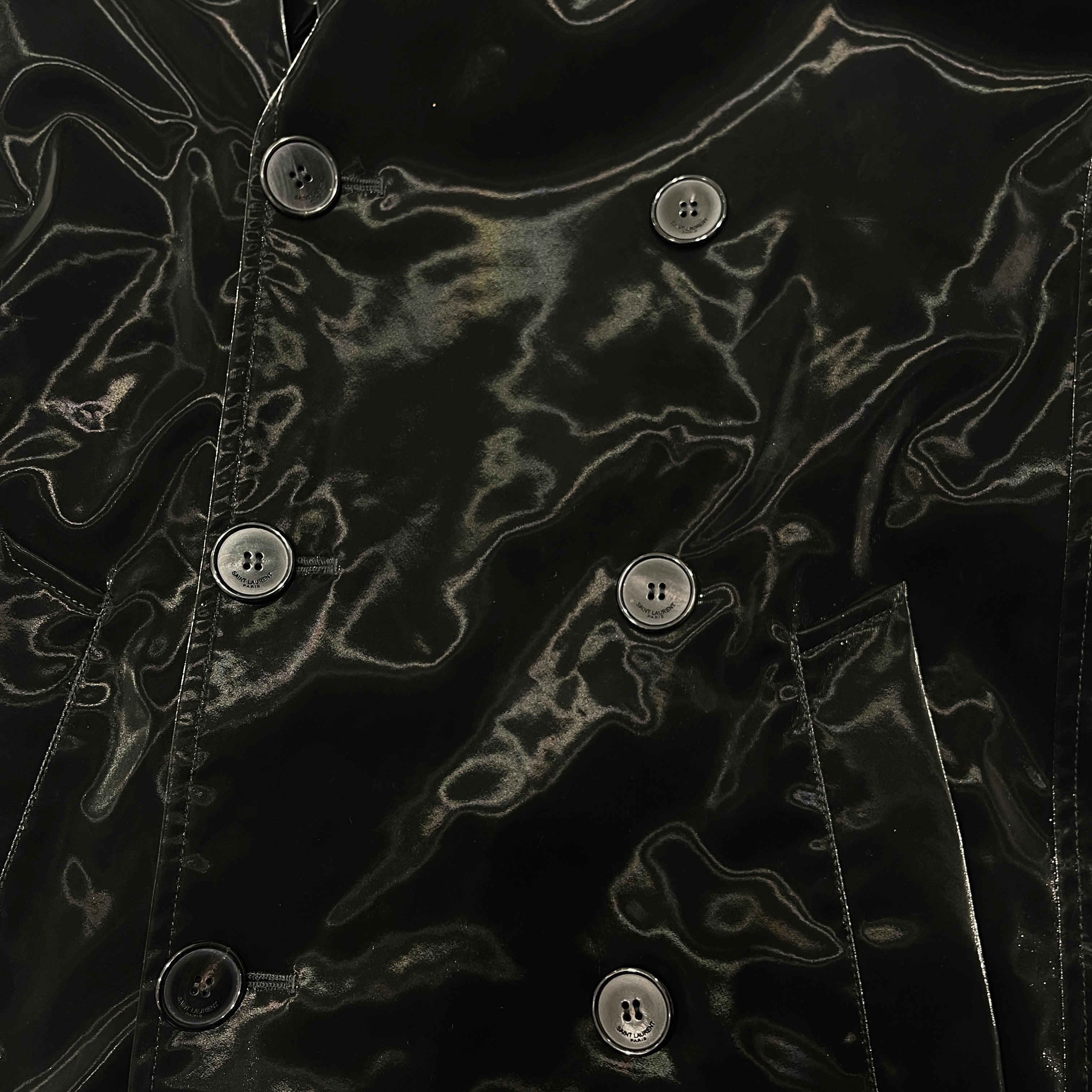 SAINT LAURENT PARIS 2022AW Patent Long Coat Jacket 701986 Y2F85 1000 Size 46 サンローランパリ パテントロング コートジャケット サイズ46