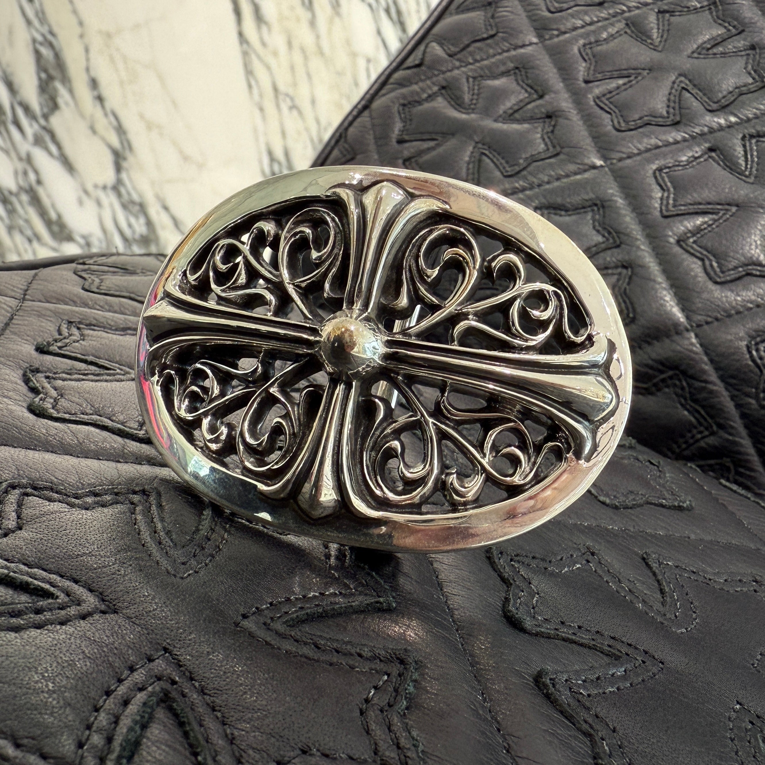 CHROME HEARTS Classic Oval Cross Buckle クロムハーツ クラシック オーバルクロス バックル シルバー925