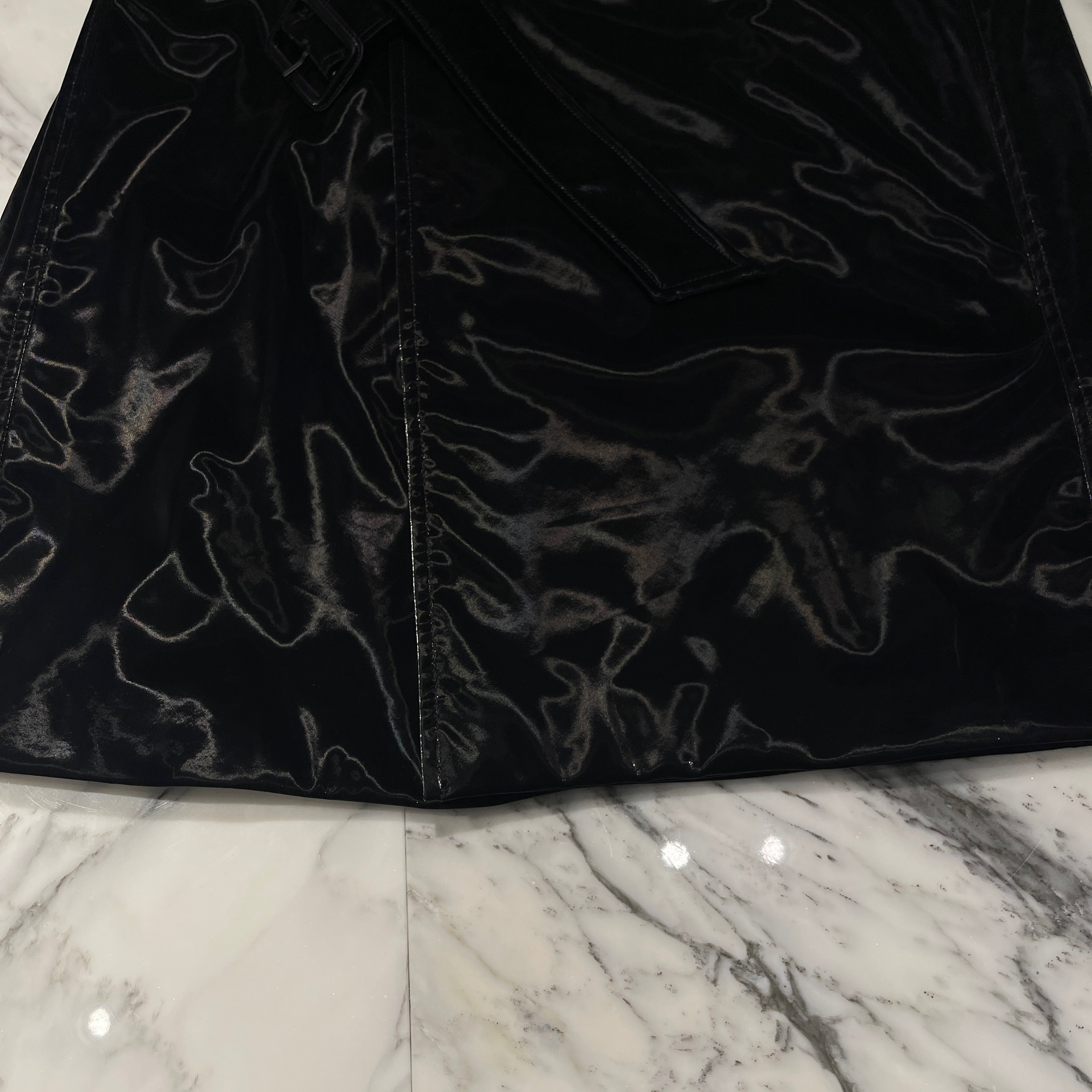 SAINT LAURENT PARIS 2022AW Patent Long Coat Jacket 701986 Y2F85 1000 Size 46 サンローランパリ パテントロング コートジャケット サイズ46