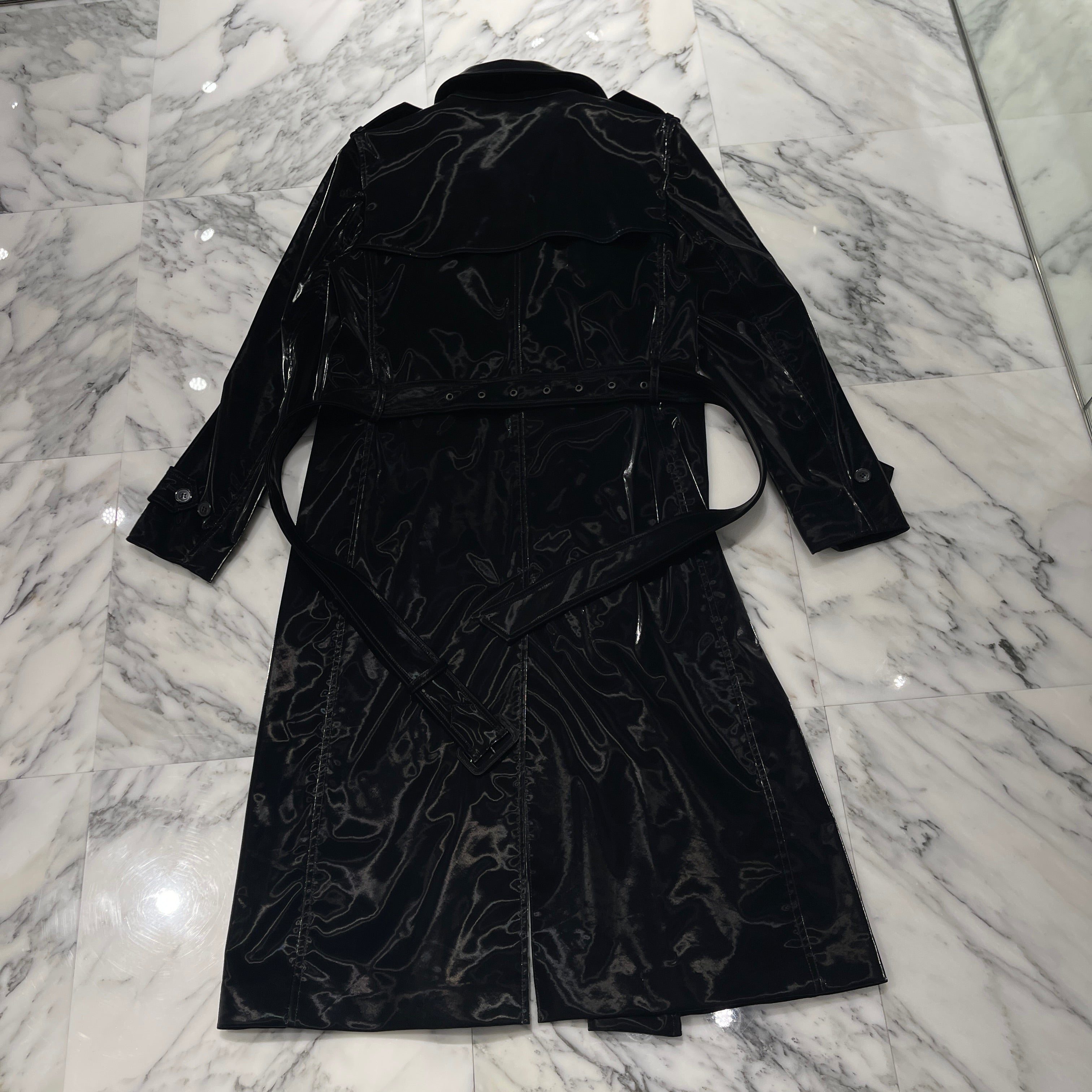 SAINT LAURENT PARIS 2022AW Patent Long Coat Jacket 701986 Y2F85 1000 Size 46 サンローランパリ パテントロング コートジャケット サイズ46