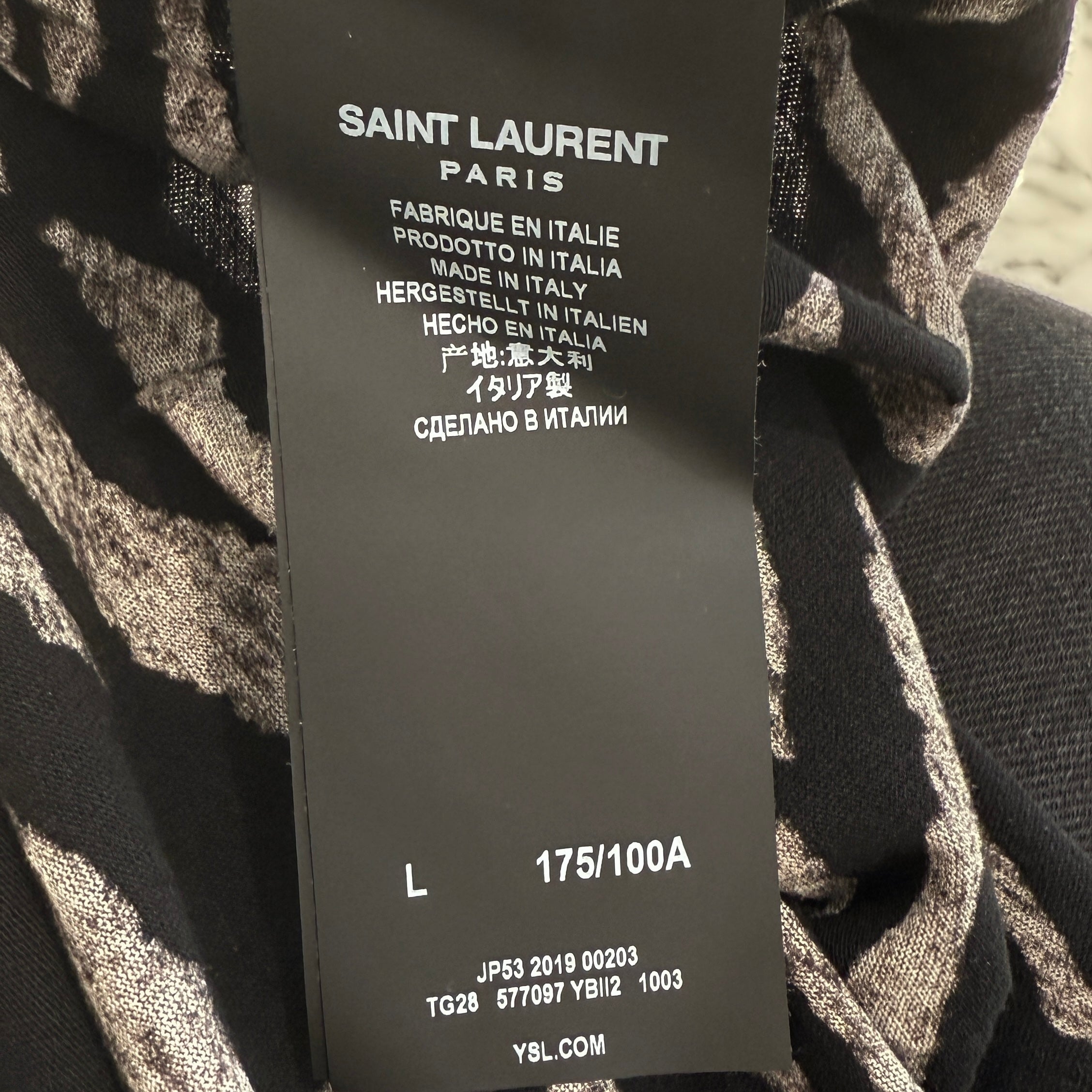 SAINT LAURENT 2019SS Zebra Print Cotton Tee 577097 YBII2 Size L サンローランパリ ゼブラ柄 プリント コットン Tシャツ サイズL