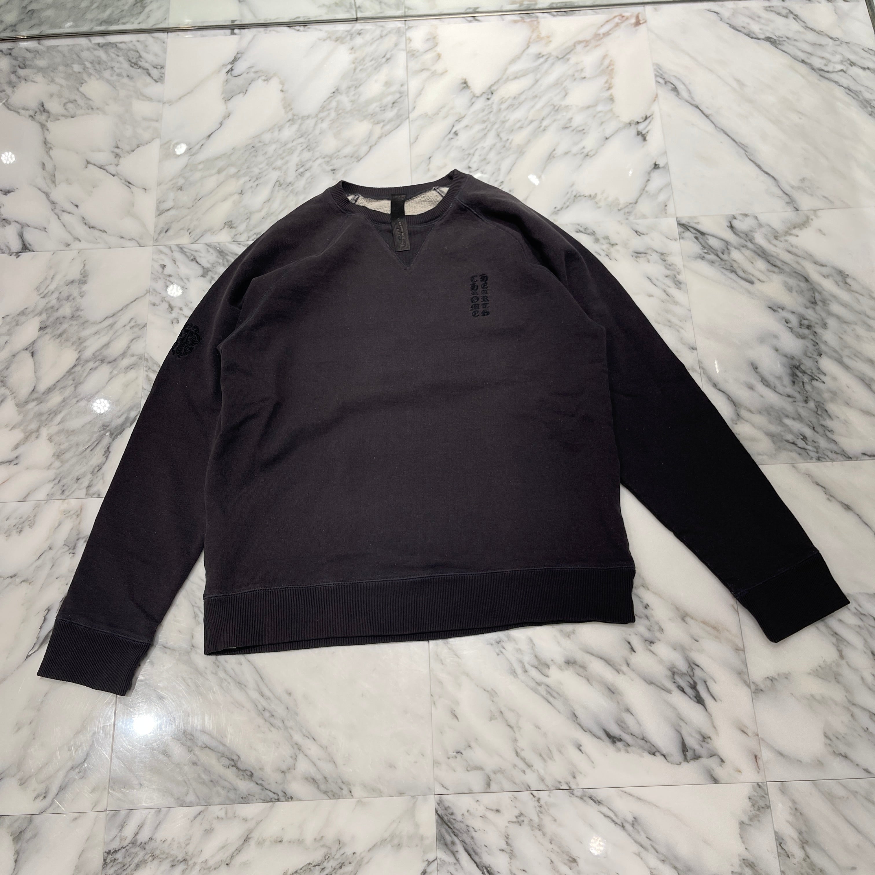 CHROME HEARTS Y NOT Vertical Logo Embroidery Sweat Shirts Size L クロムハーツ ワイノット ヴァーティカルロゴ 刺繍 スウェットシャツ サイズL