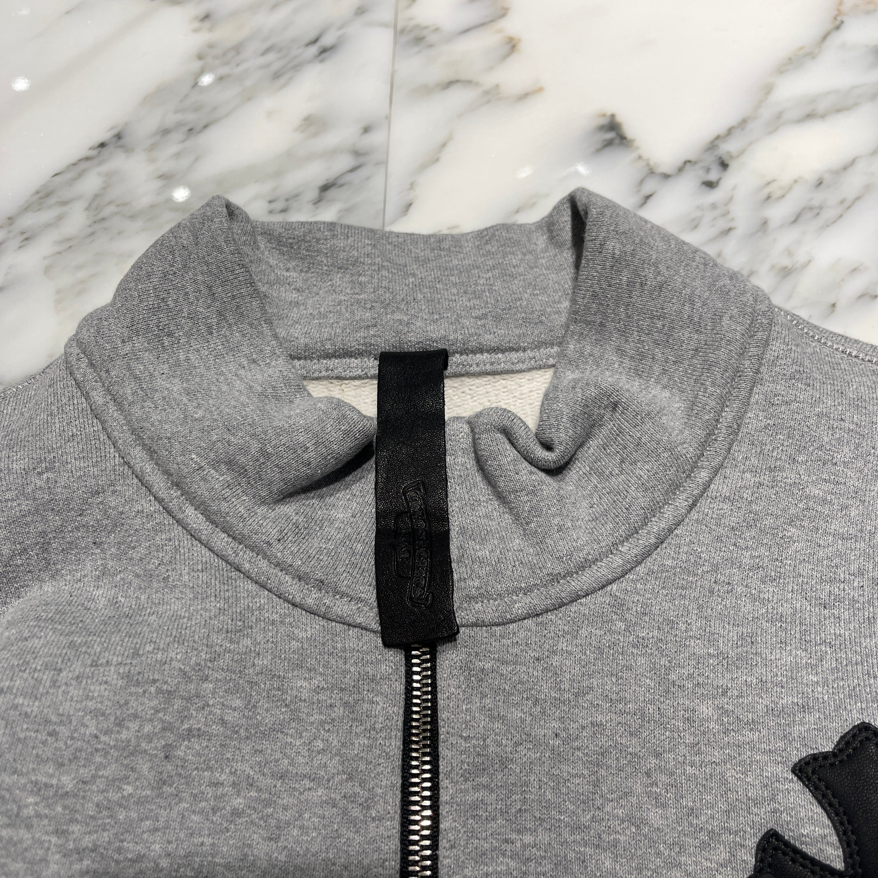 CHROME HEARTS Y NOT Cemetery Cross Patch Half Zip Sweat Shirt Size