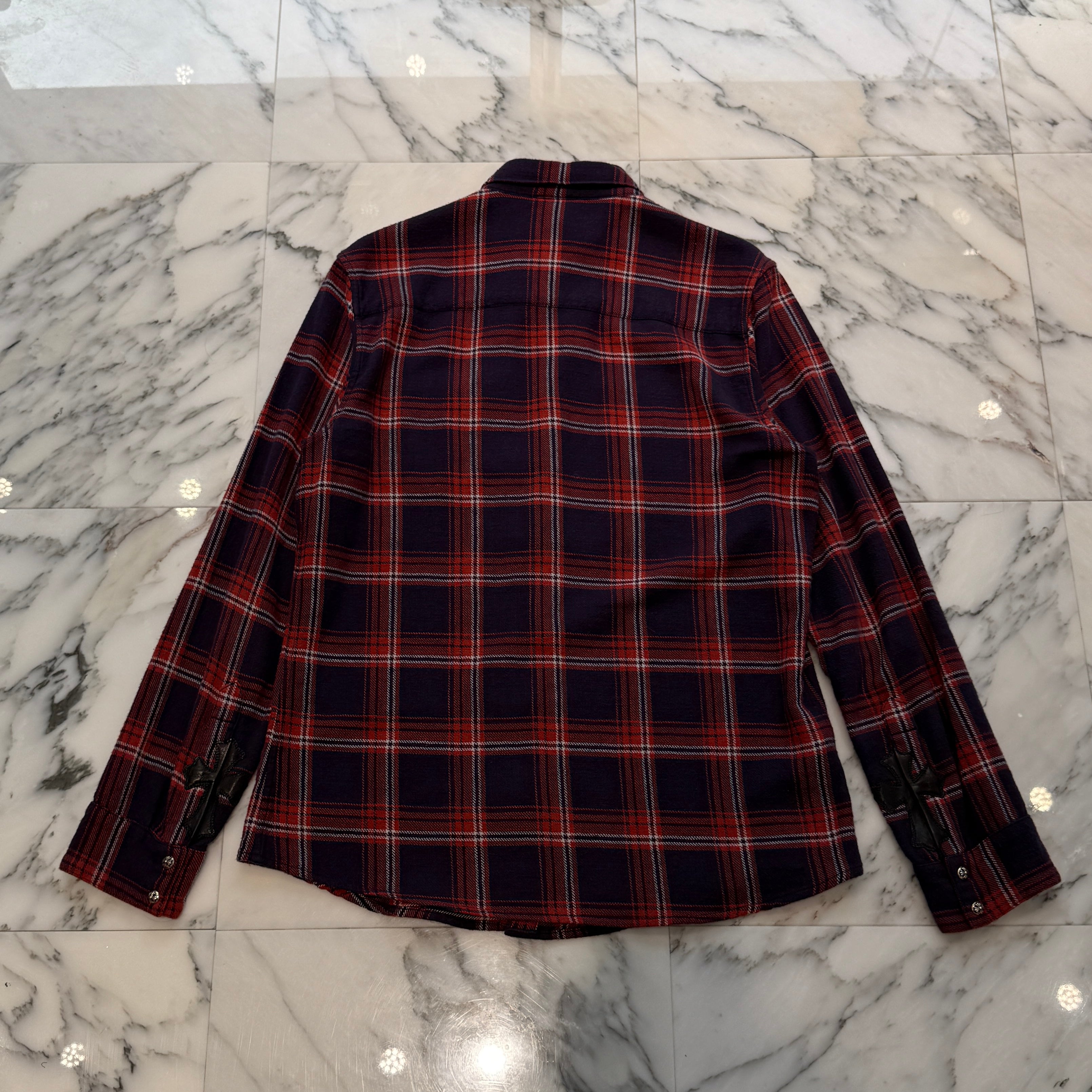 CHROME HEARTS Loose Ends Cross Patch Flannel Check Shirt Size L クロムハーツ ルーズエンド クロスパッチ フランネルチェックシャツ サイズL