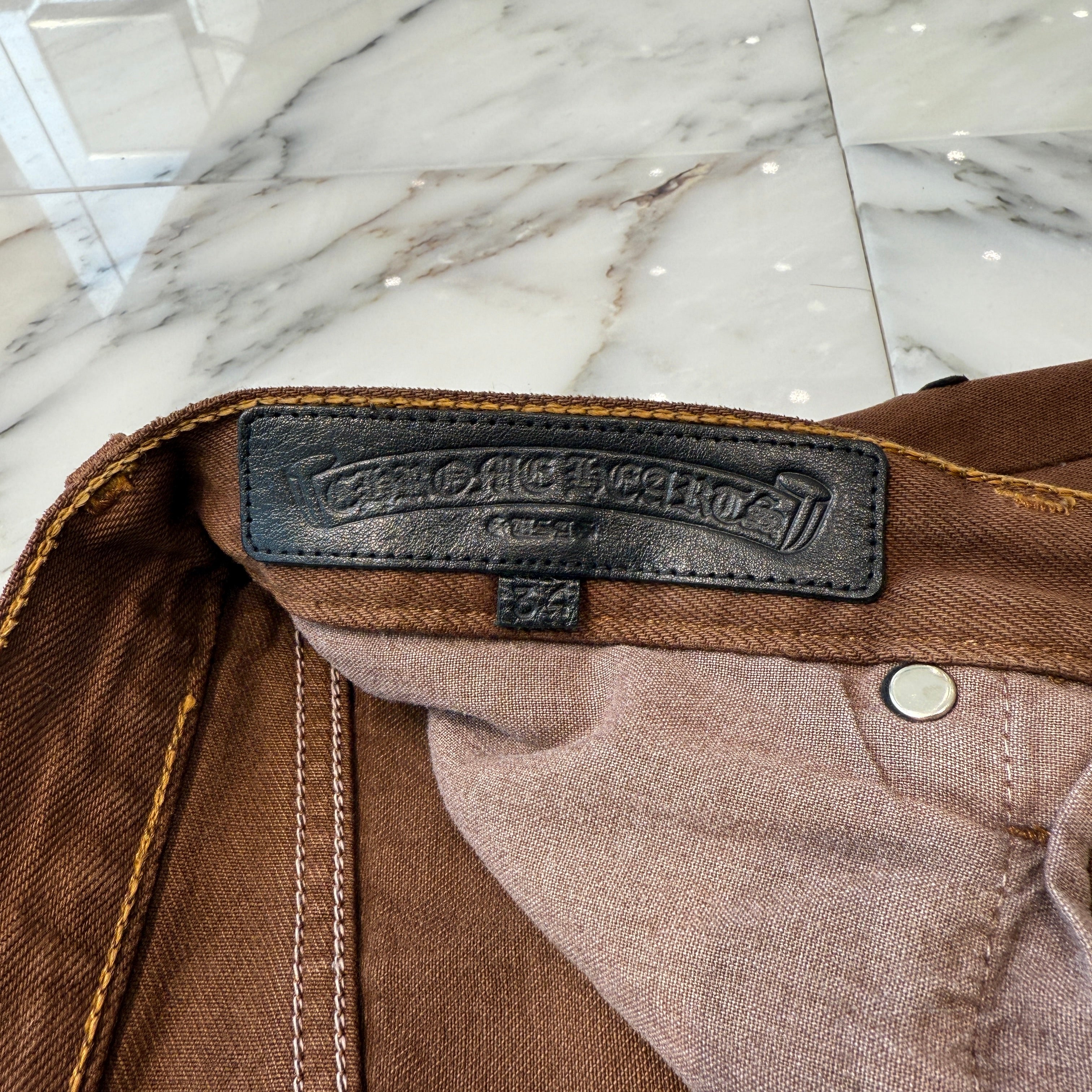 CHROME HEARTS × Levi's 501 VNTG Harako Blend Leather Cross Patch Cotton Denim Pants Size 34 クロムハーツ × リーバイス 501 ハラコブレンド レザークロスパッチ コットン デニムパンツ サイズ34